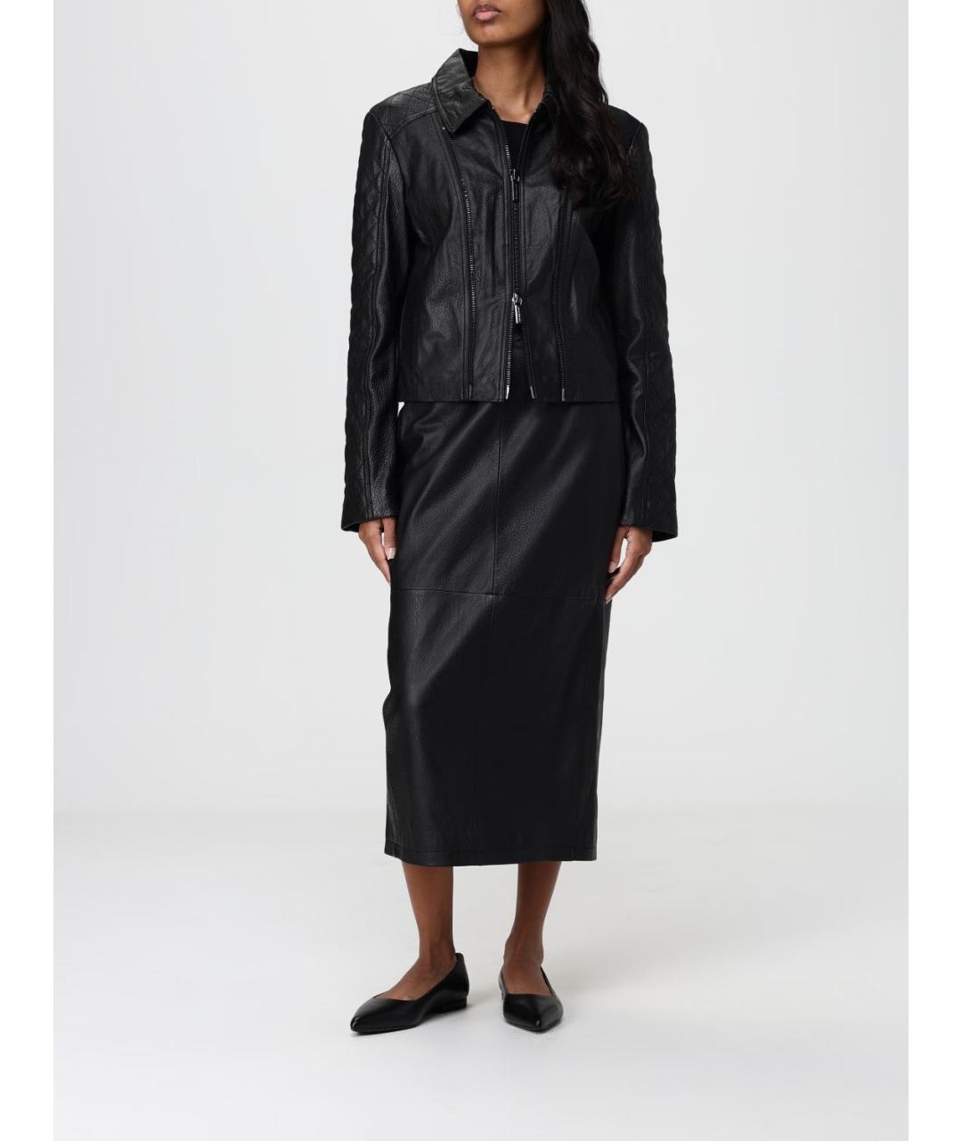 ARMANI EXCHANGE Черная кожаная куртка, фото 3