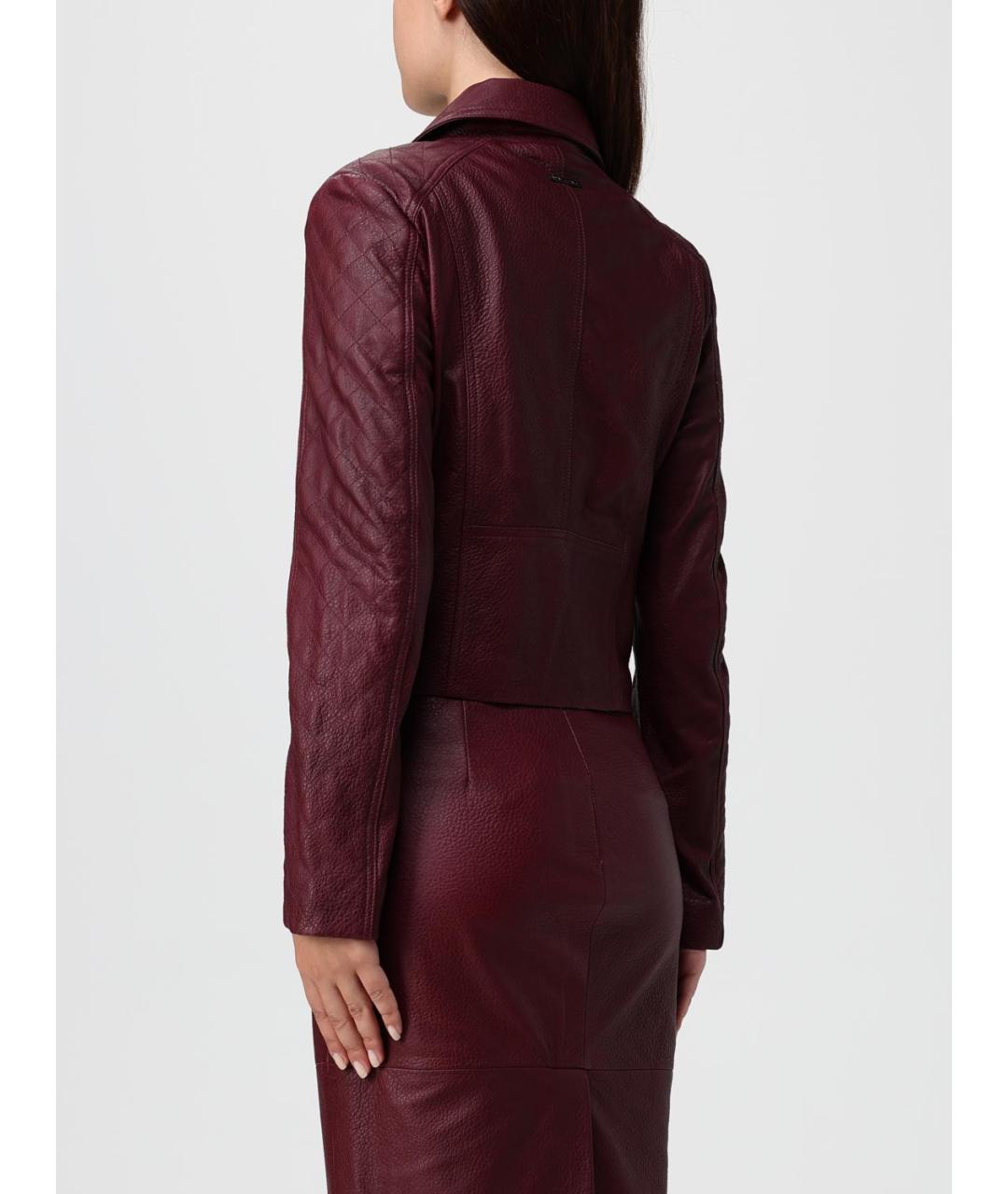 ARMANI EXCHANGE Бордовая кожаная куртка, фото 3