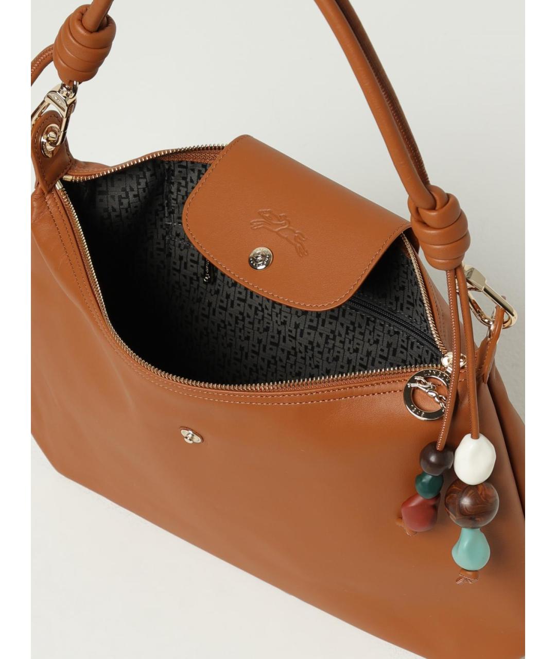 LONGCHAMP Коричневая кожаная сумка через плечо, фото 3