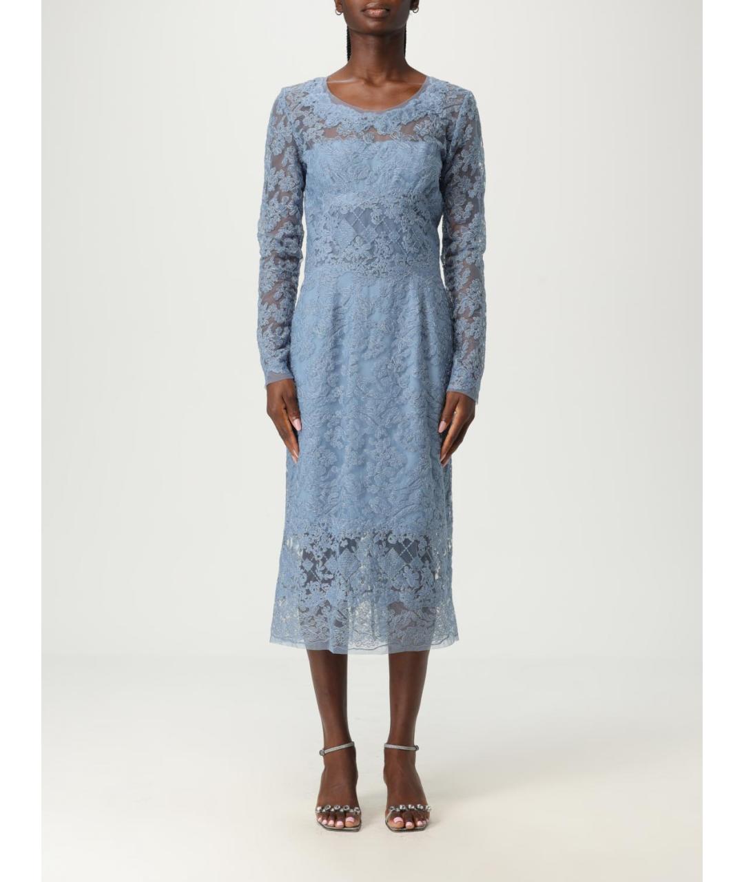 ERMANNO SCERVINO Голубое синтетическое платье, фото 5