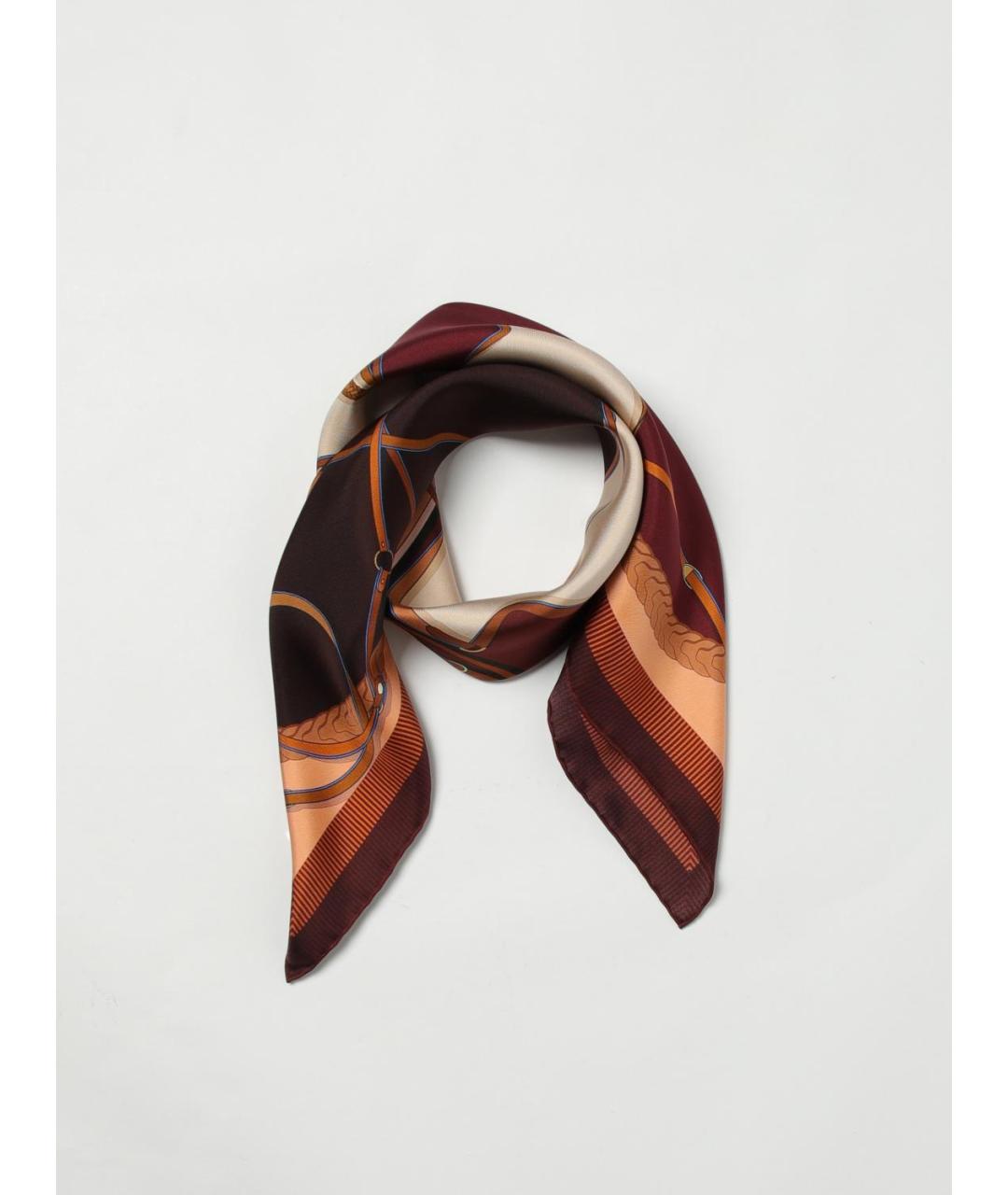 LONGCHAMP Бордовый шелковый шарф, фото 2