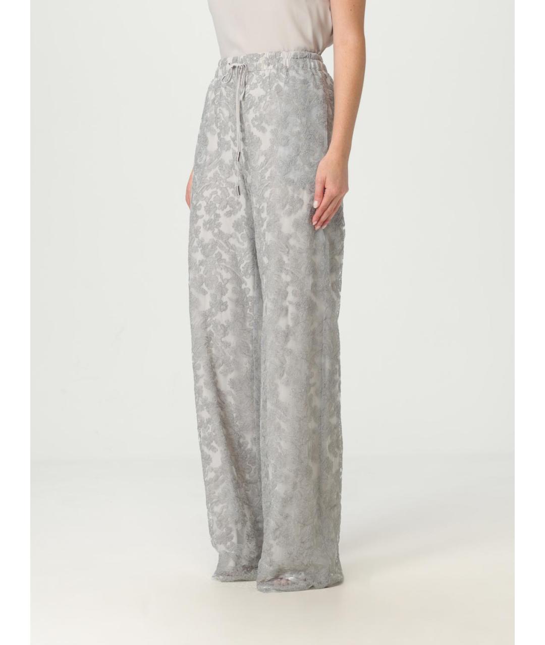 ERMANNO SCERVINO Серые полиэстеровые прямые брюки, фото 4