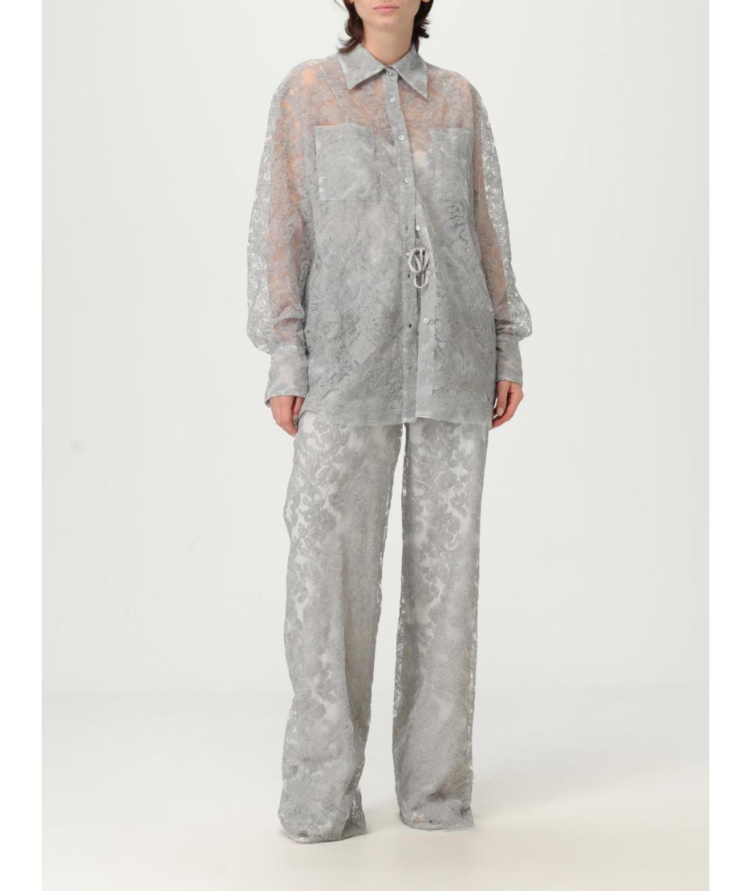 ERMANNO SCERVINO Серые полиэстеровые прямые брюки, фото 2