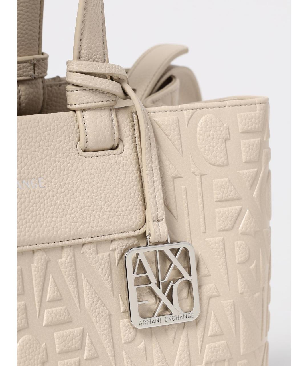 ARMANI EXCHANGE Бежевая сумка тоут из искусственной кожи, фото 3