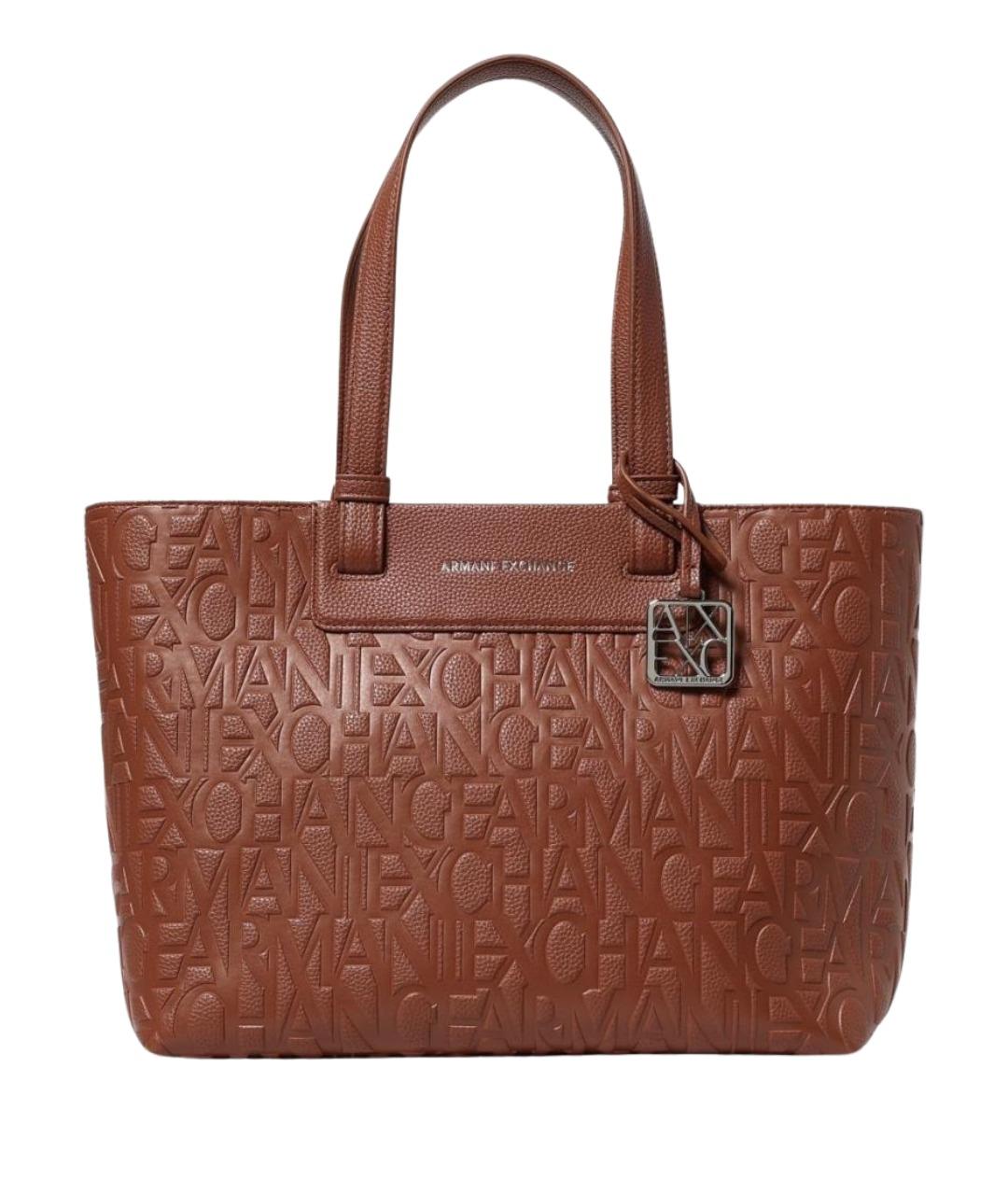 ARMANI EXCHANGE Коричневая сумка тоут из искусственной кожи, фото 1