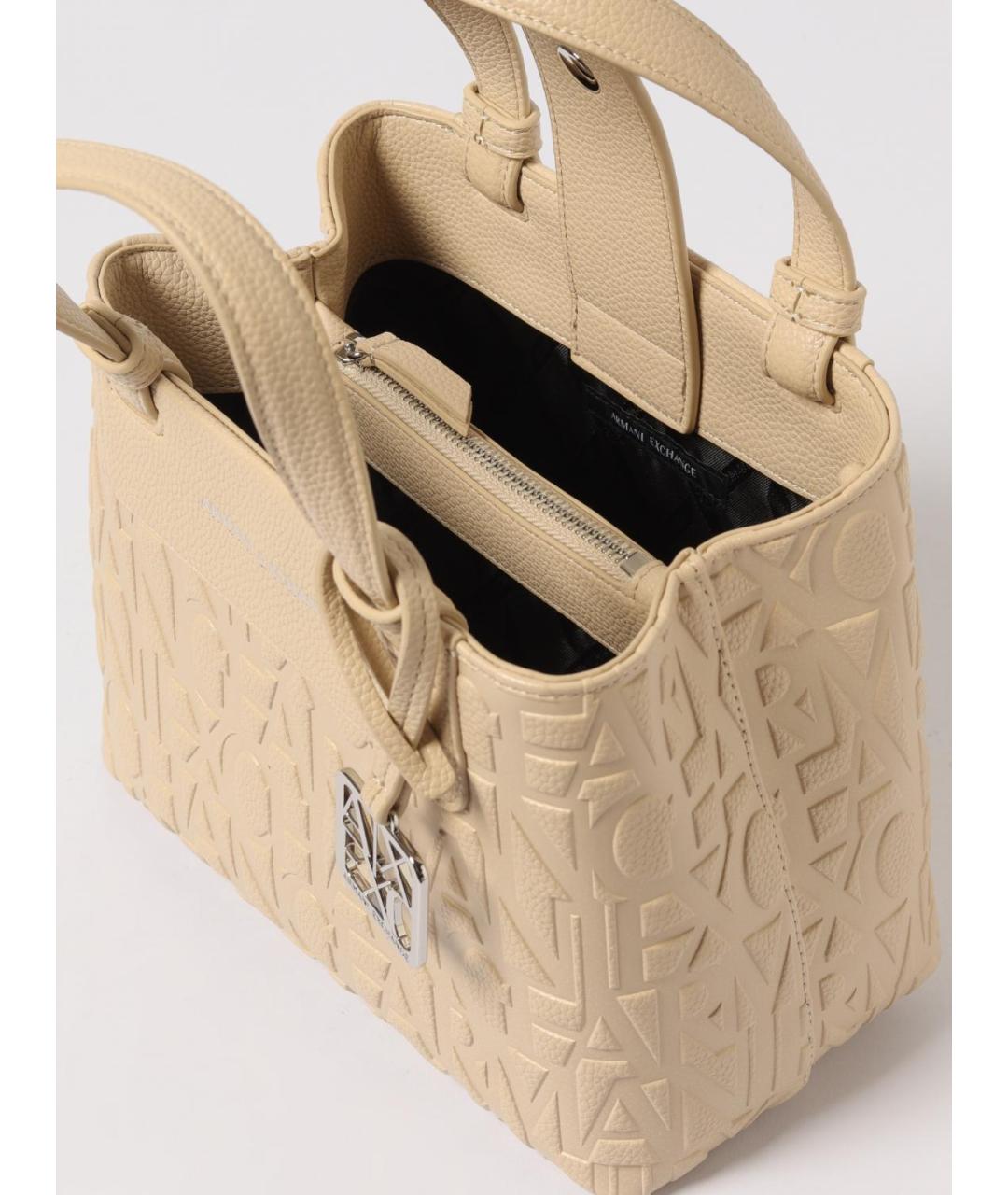 ARMANI EXCHANGE Бежевая синтетическая сумка тоут, фото 3