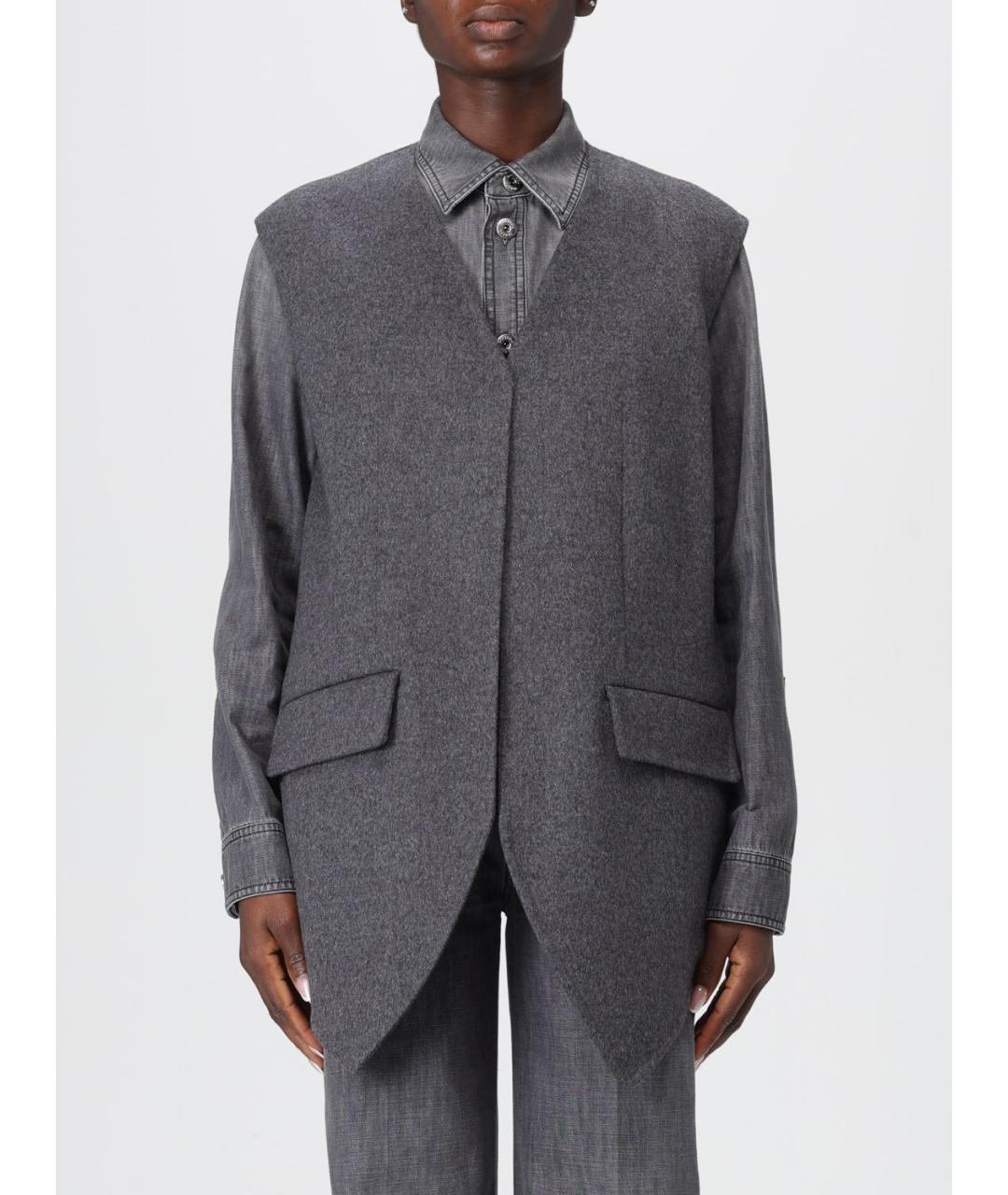 BOTTEGA VENETA Серый шерстяной жилет, фото 2