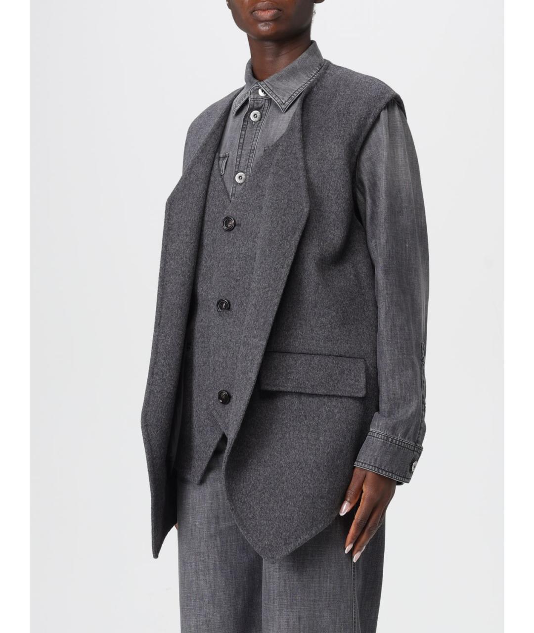 BOTTEGA VENETA Серый шерстяной жилет, фото 5