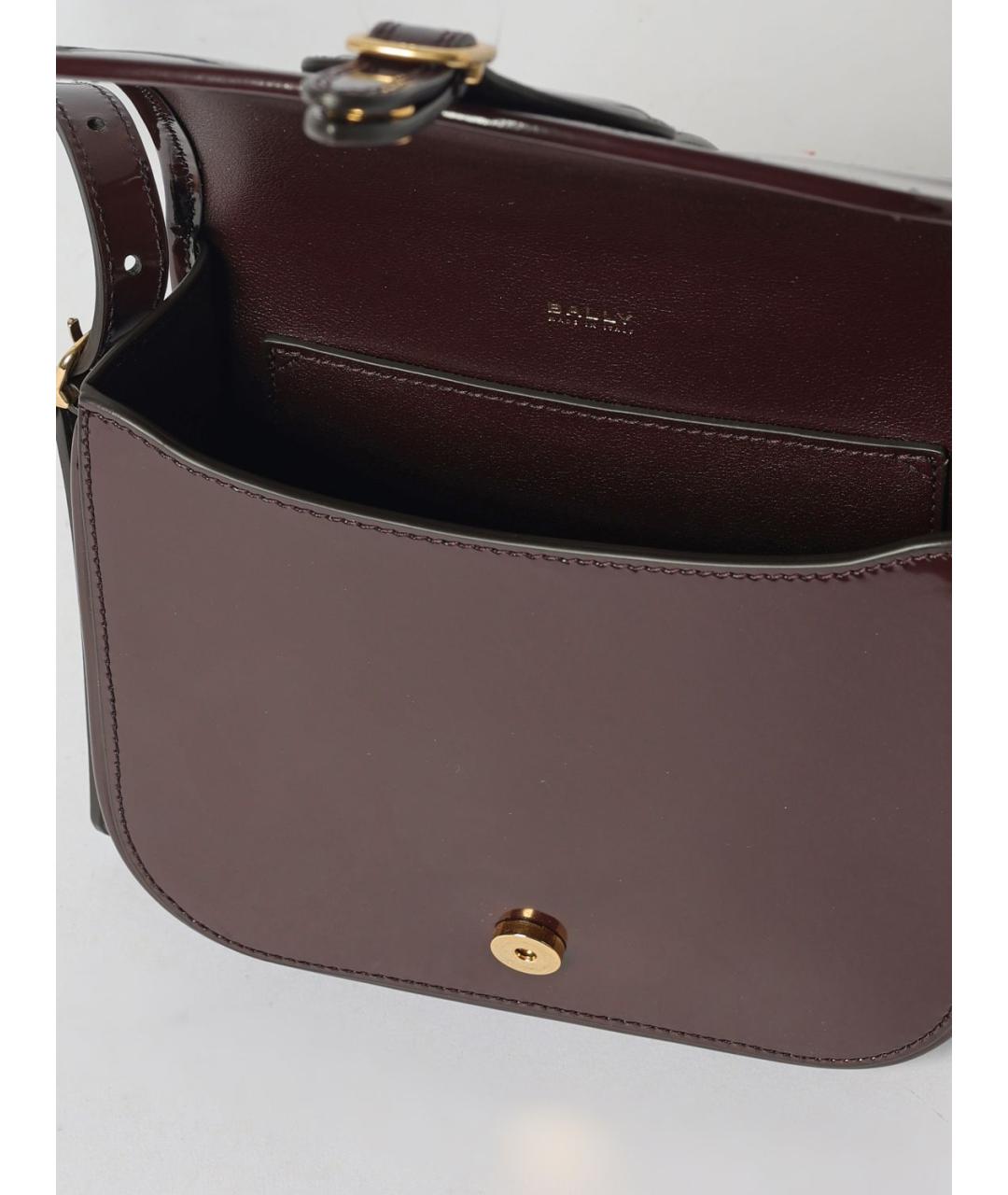 BALLY Бордовая сумка через плечо из лакированной кожи, фото 4