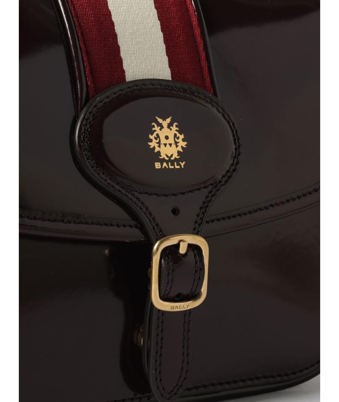 BALLY Бордовая сумка через плечо из лакированной кожи, фото 3