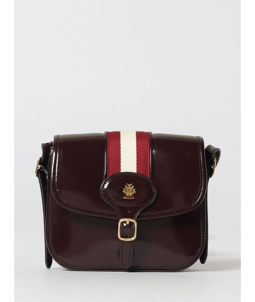 BALLY Бордовая сумка через плечо из лакированной кожи, фото 5