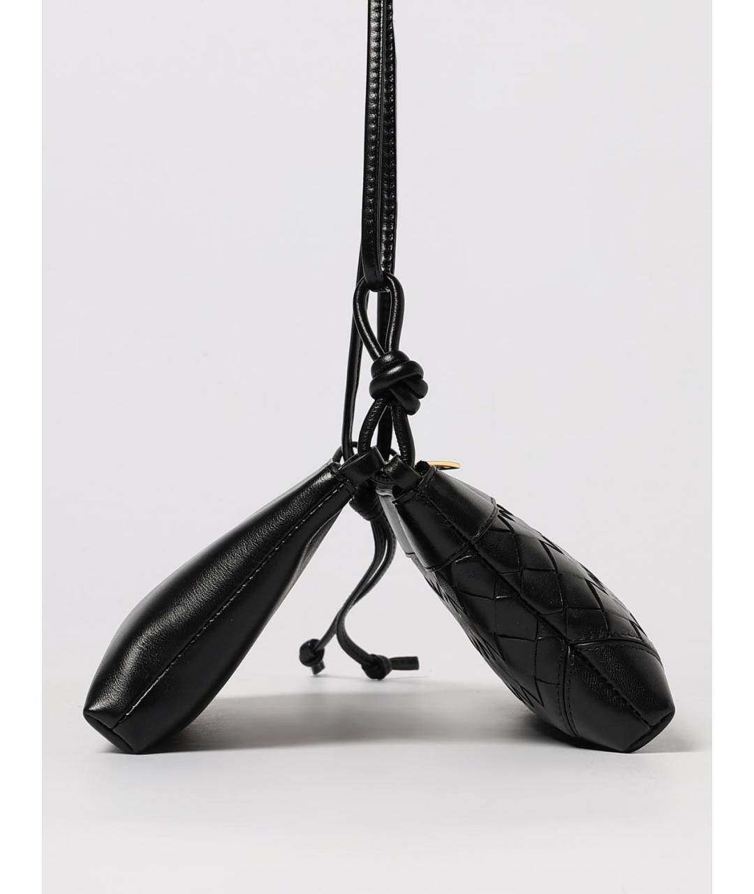 BOTTEGA VENETA Черная кожаная сумка через плечо, фото 4