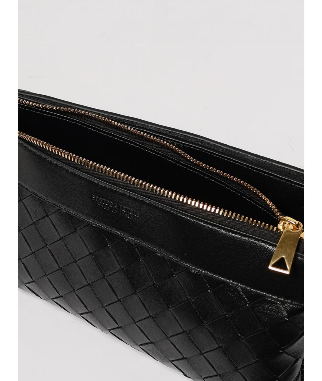 BOTTEGA VENETA Черная кожаная сумка через плечо, фото 5