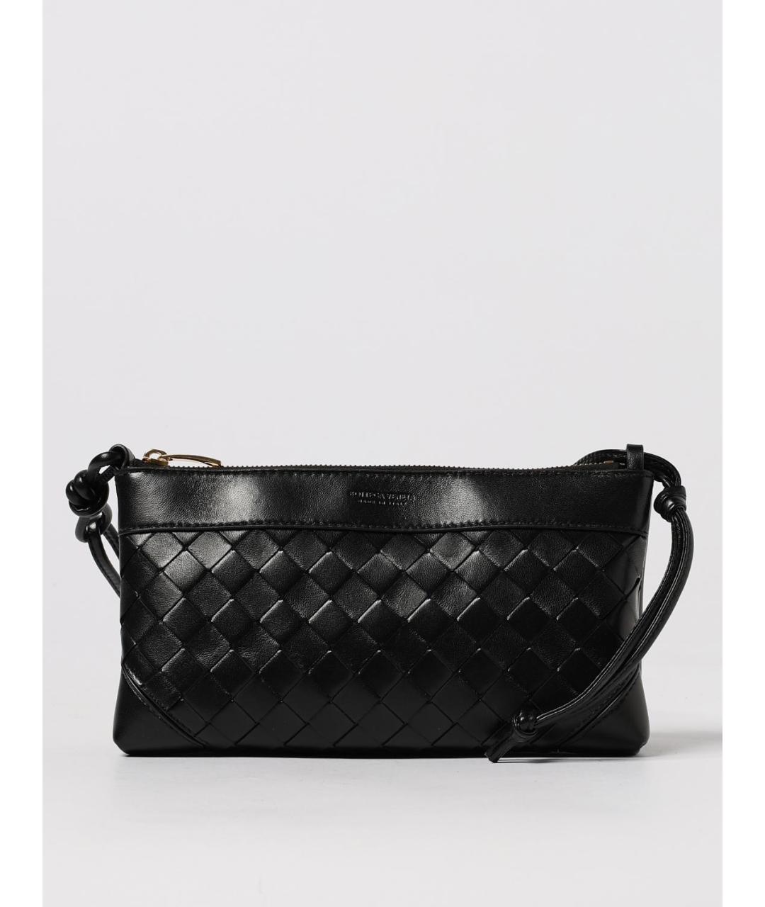 BOTTEGA VENETA Черная кожаная сумка через плечо, фото 6