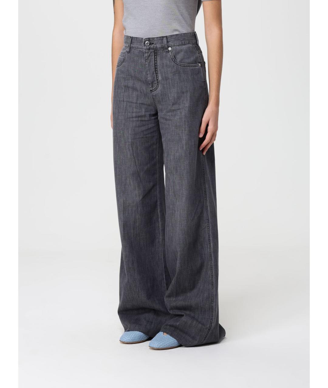 BOTTEGA VENETA Серые хлопковые прямые джинсы, фото 4