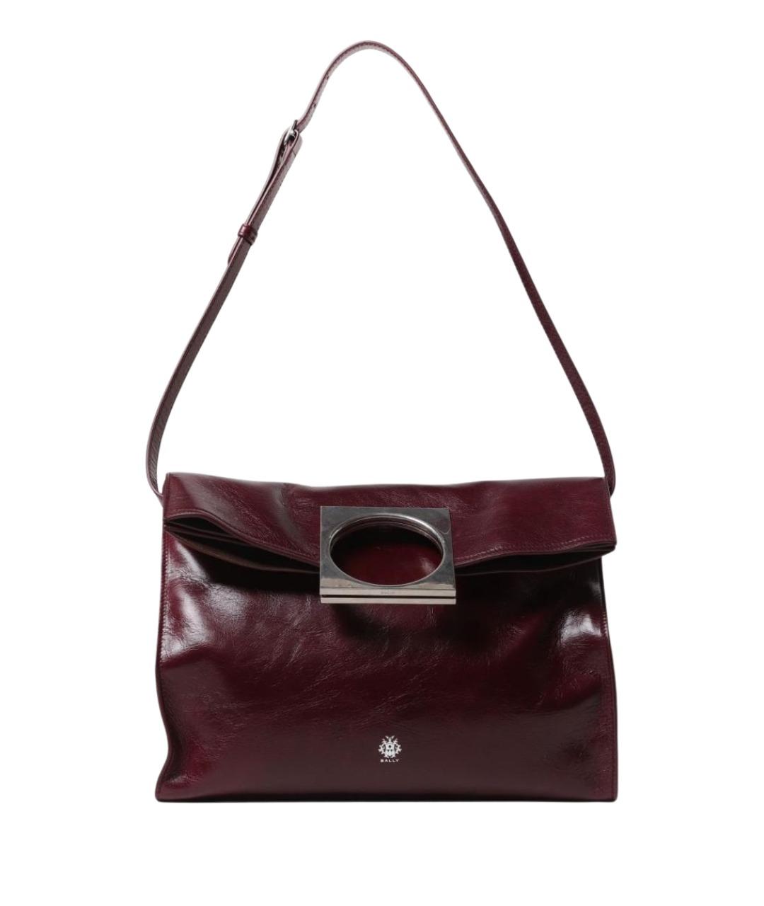 BALLY Бордовая кожаная сумка через плечо, фото 1