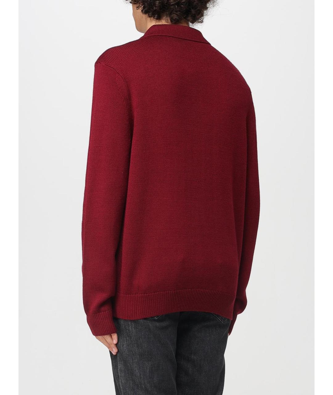 ARMANI EXCHANGE Бордовое хлопковое поло с длинным рукавом, фото 2