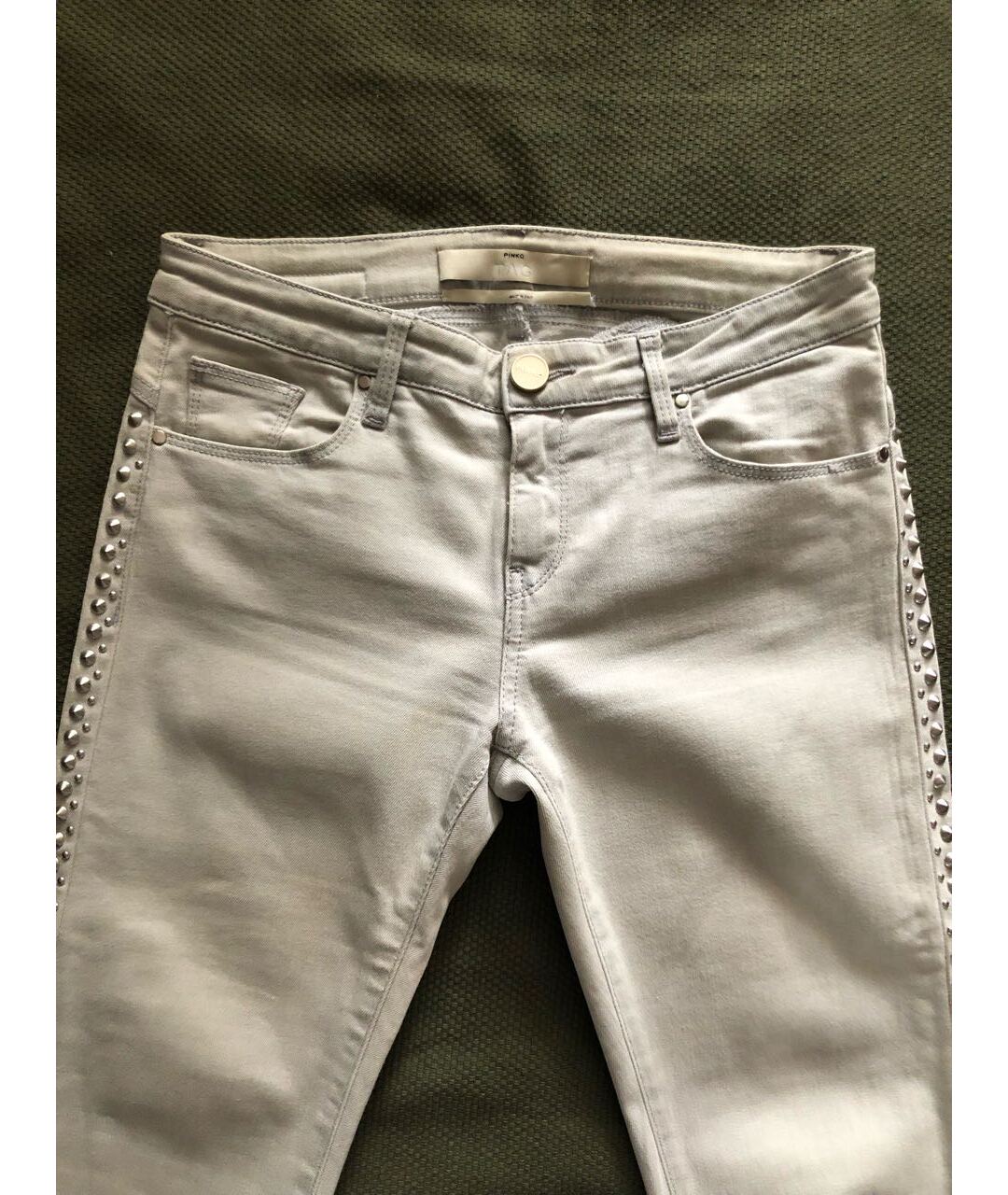 PINKO Серые хлопковые прямые джинсы, фото 3
