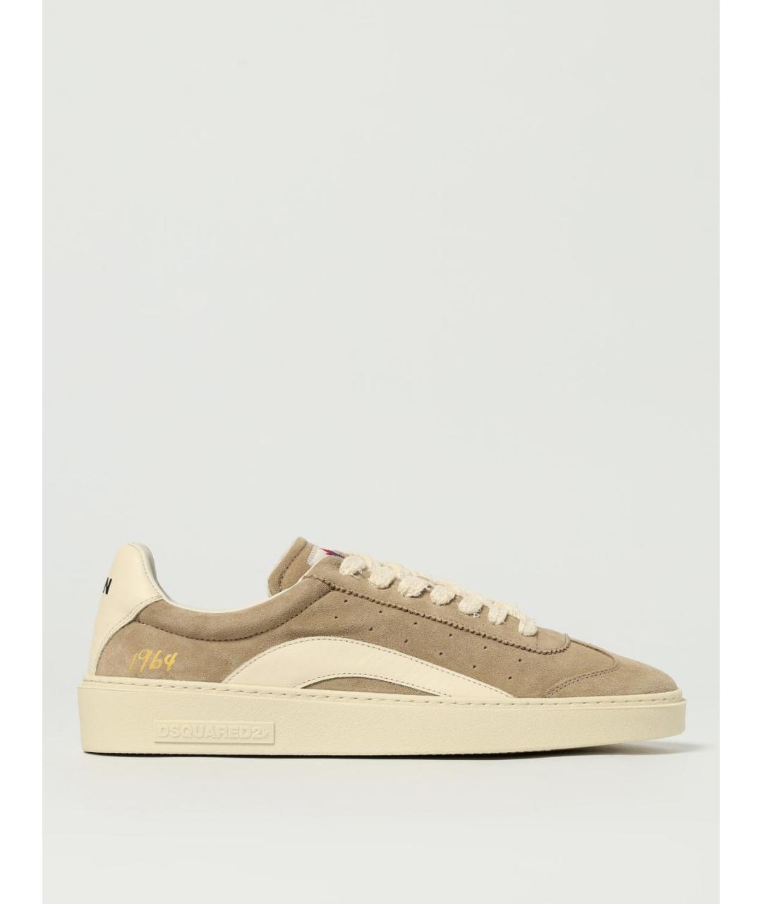 DSQUARED2 Бежевые замшевые низкие кроссовки / кеды, фото 4