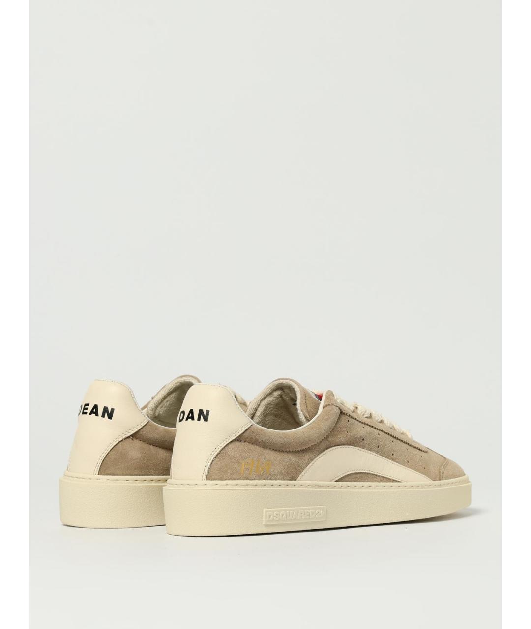 DSQUARED2 Бежевые замшевые низкие кроссовки / кеды, фото 3