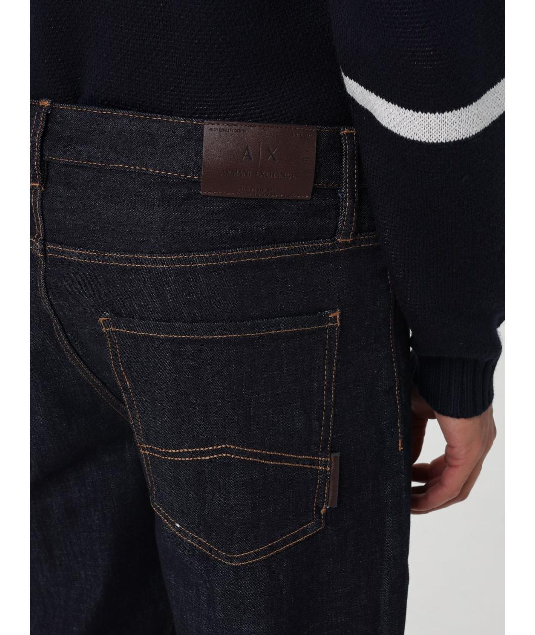 ARMANI EXCHANGE Синие хлопковые прямые джинсы, фото 3