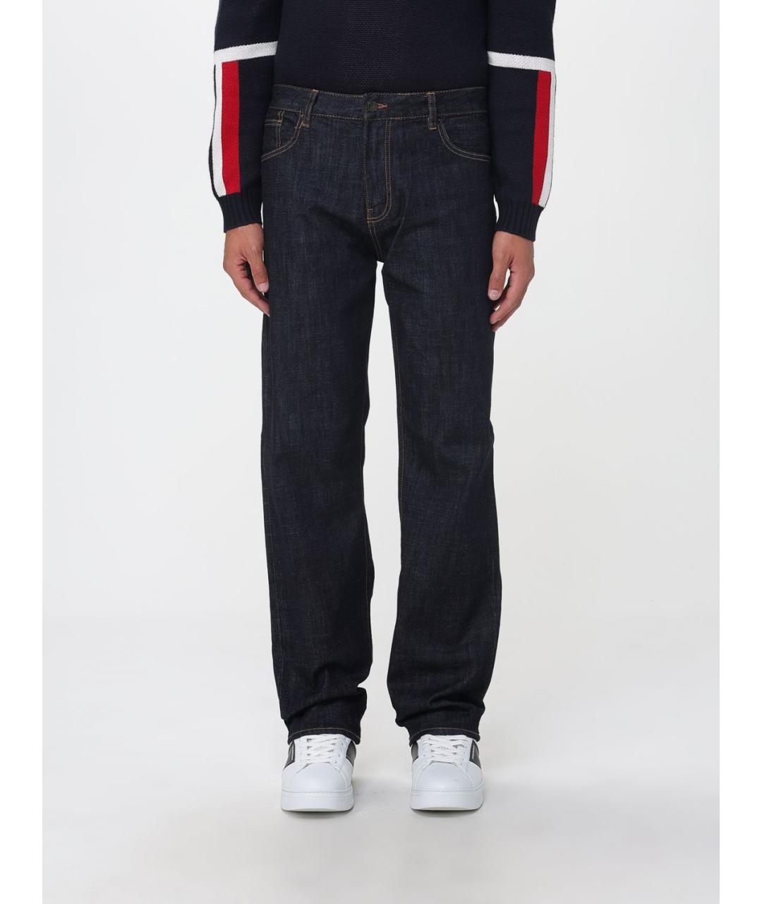 ARMANI EXCHANGE Синие хлопковые прямые джинсы, фото 4