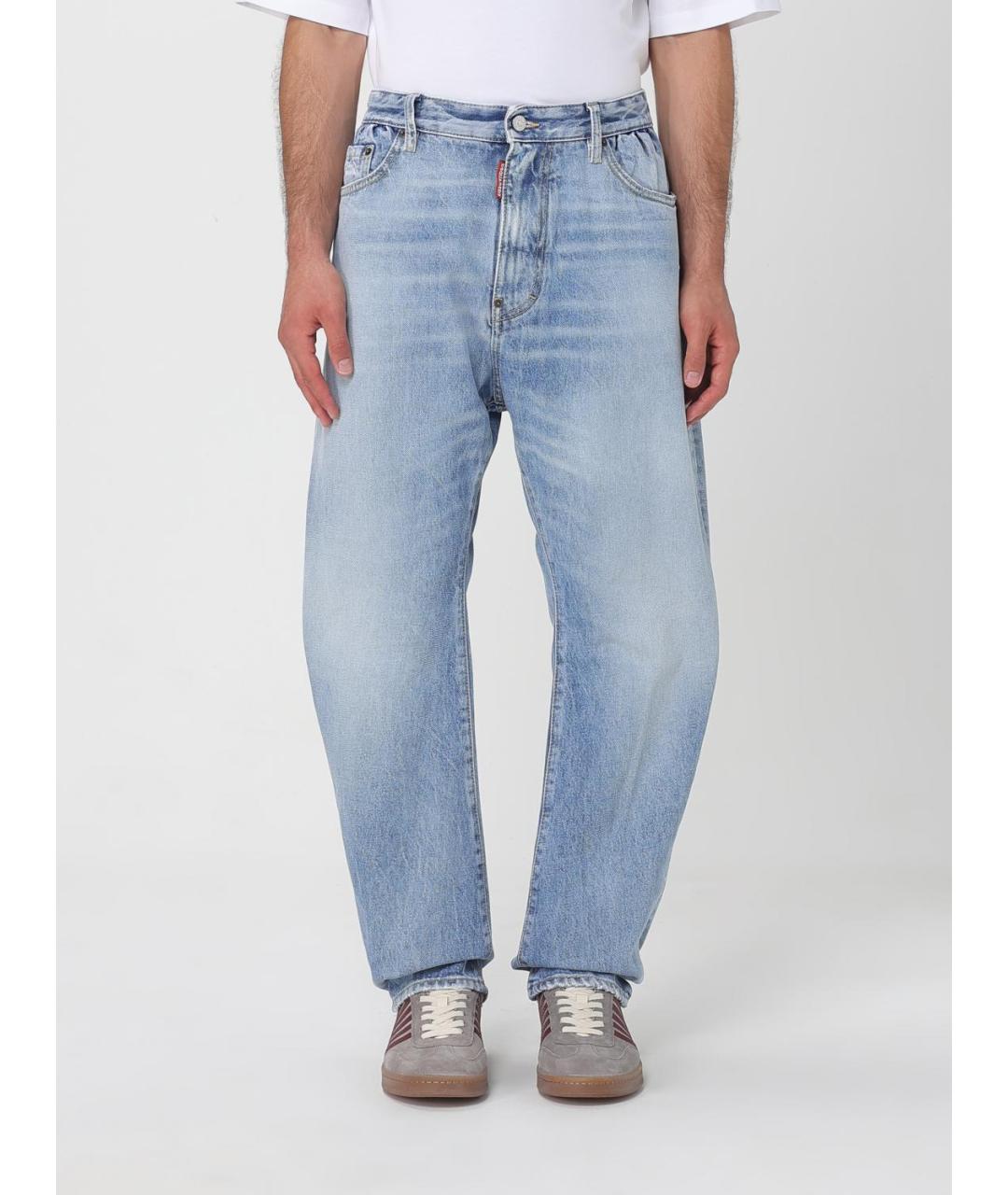 DSQUARED2 Голубые хлопковые прямые джинсы, фото 2