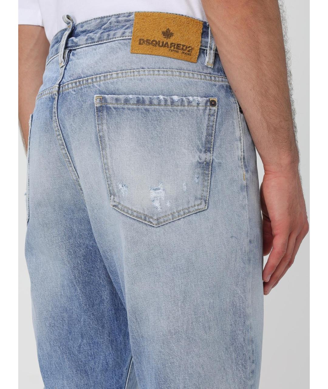 DSQUARED2 Голубые хлопковые прямые джинсы, фото 5