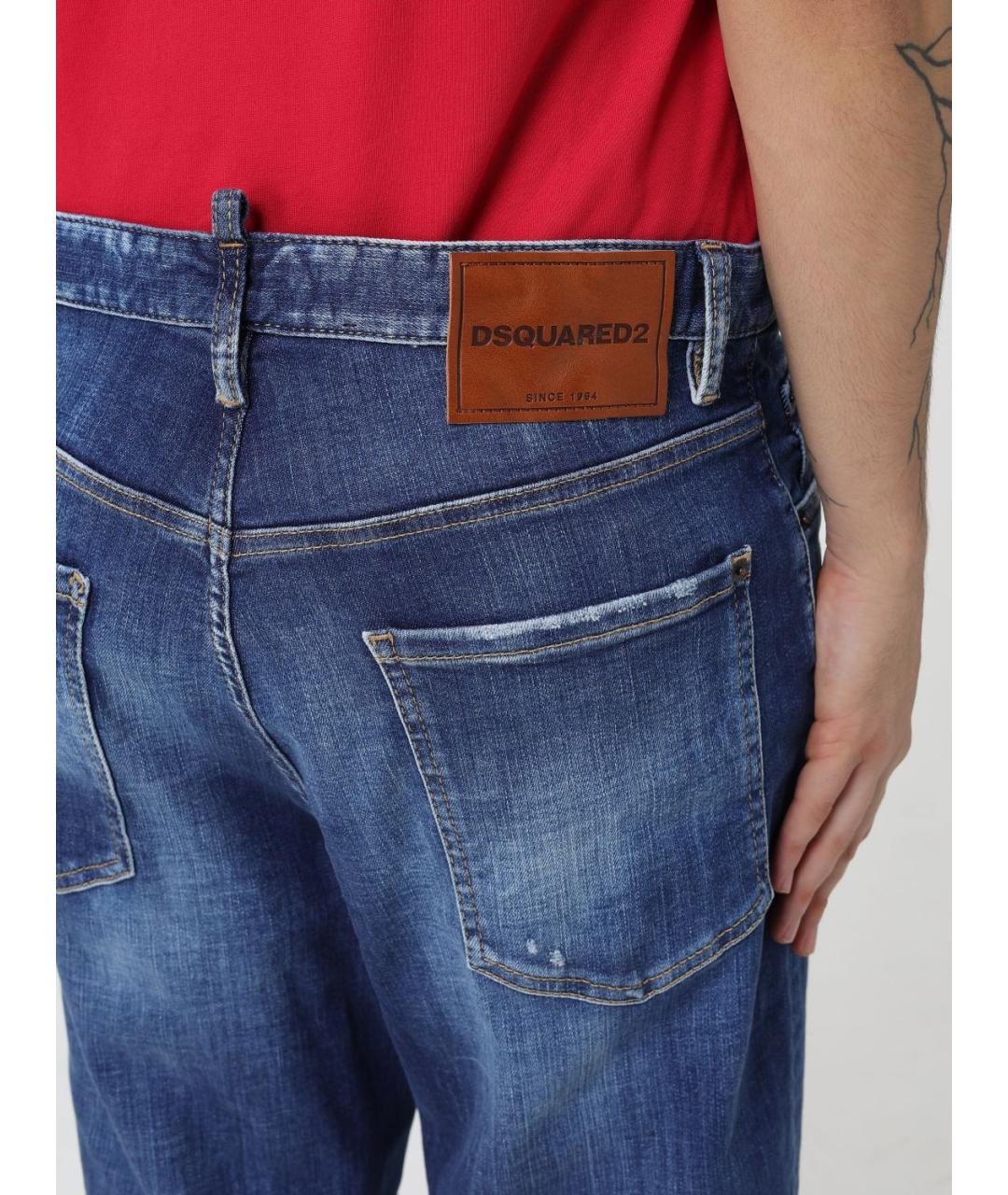 DSQUARED2 Синие хлопковые прямые джинсы, фото 4