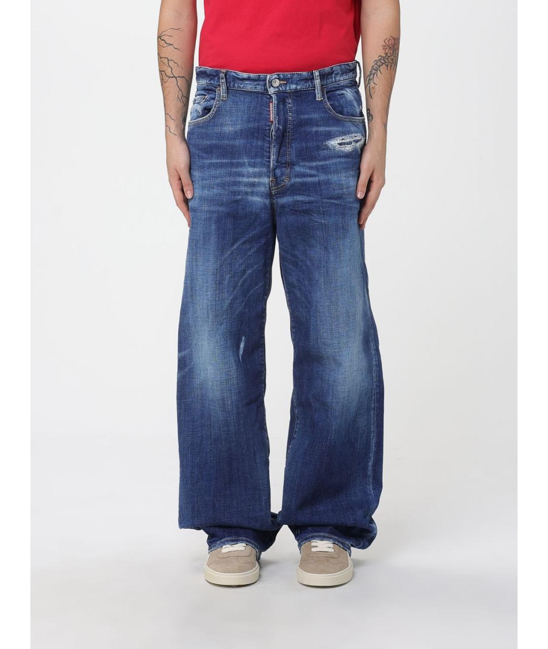 DSQUARED2 Синие хлопковые прямые джинсы, фото 5