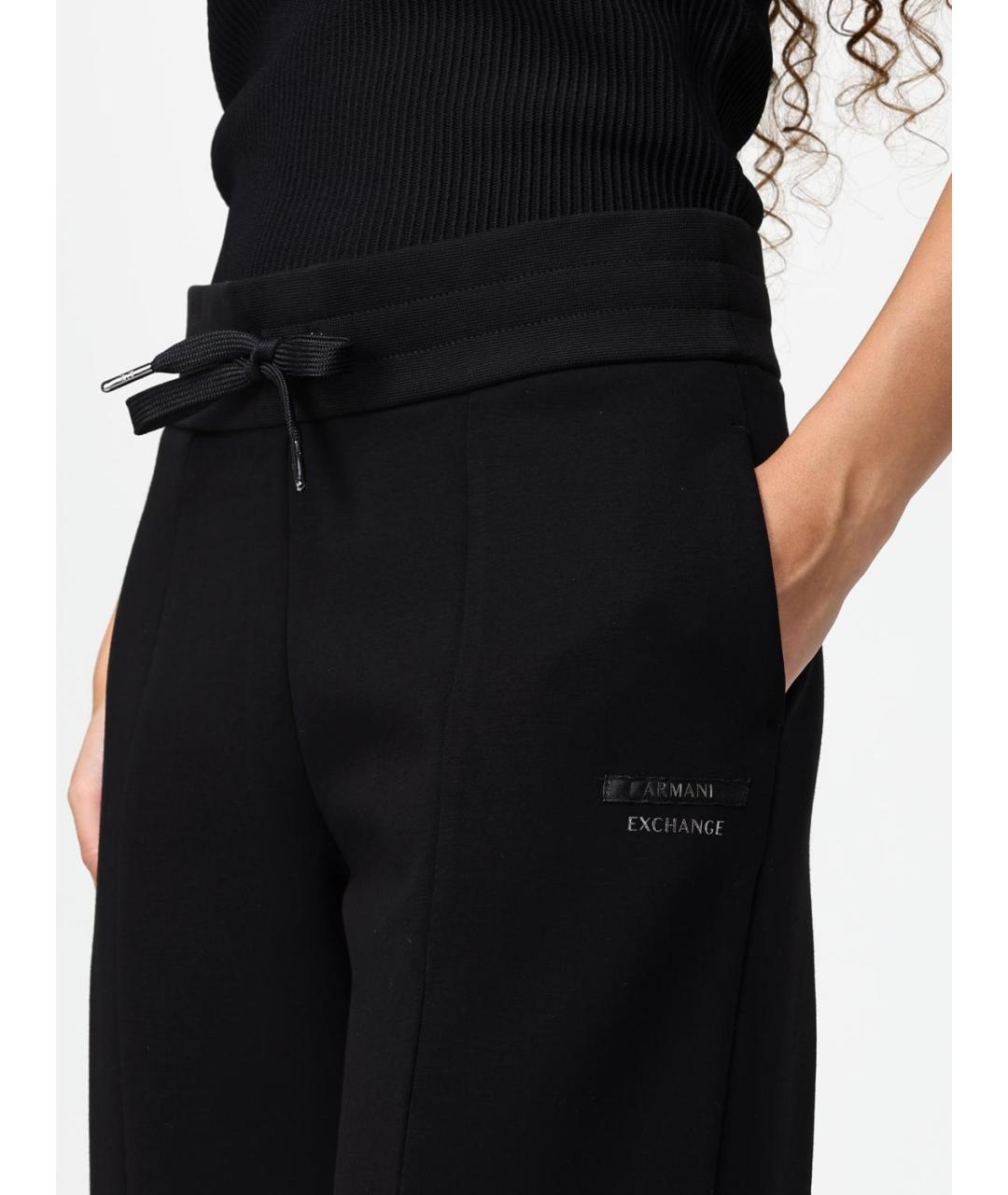 ARMANI EXCHANGE Черные полиамидовые прямые брюки, фото 3