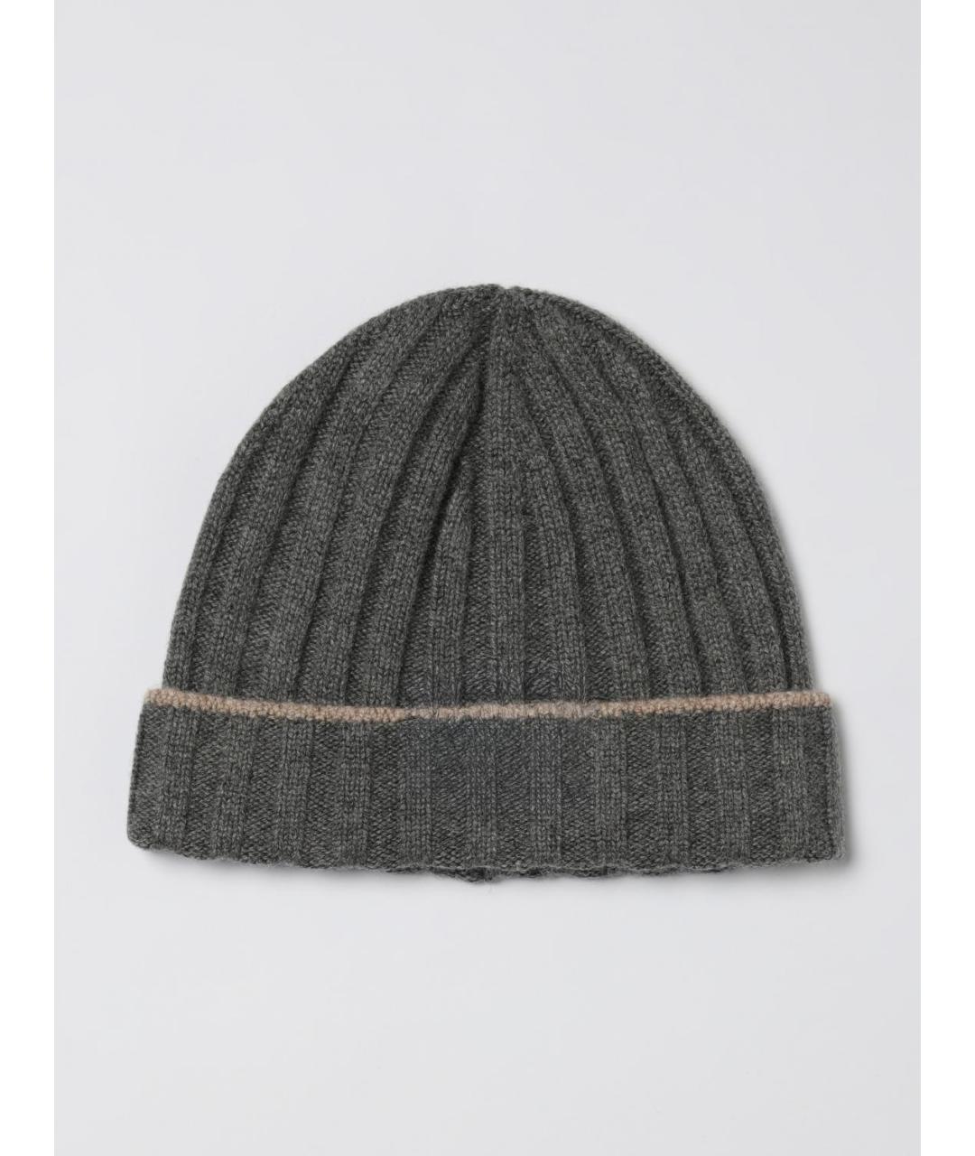 BRUNELLO CUCINELLI Серая кашемировая шапка, фото 3