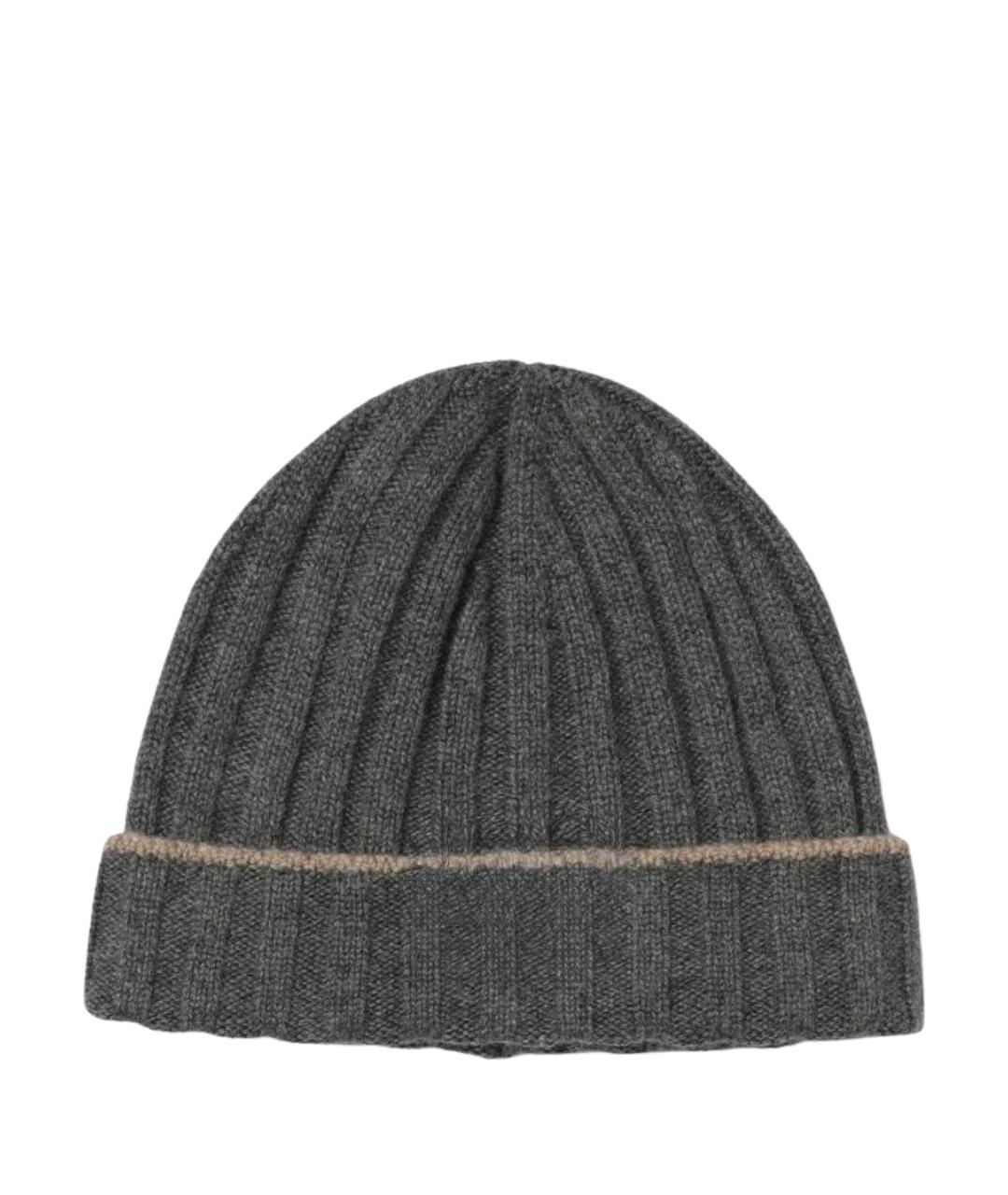 BRUNELLO CUCINELLI Серая кашемировая шапка, фото 1
