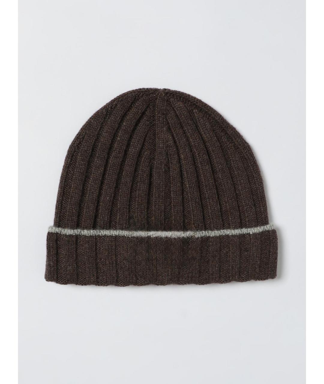 BRUNELLO CUCINELLI Коричневая кашемировая шапка, фото 3