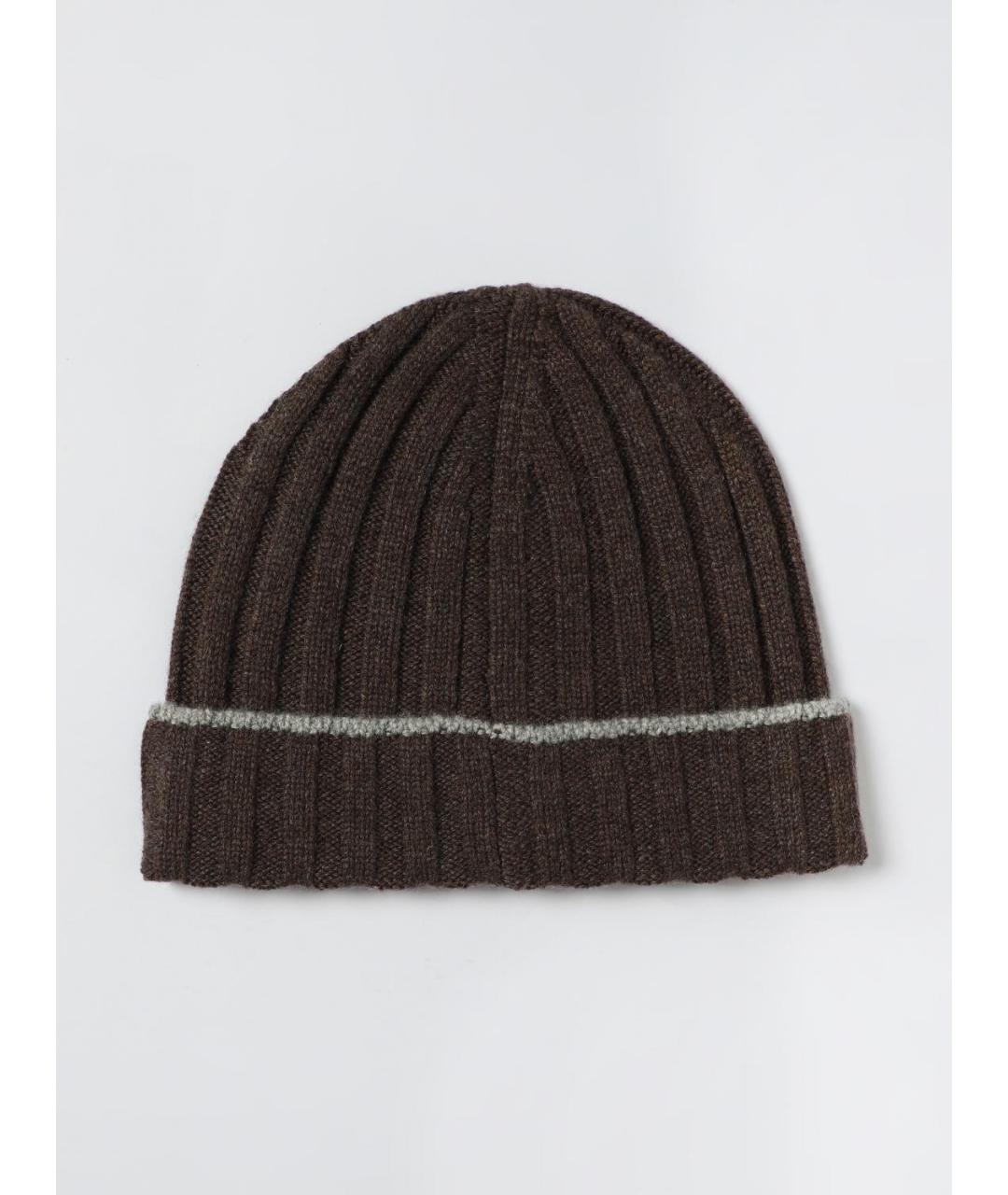BRUNELLO CUCINELLI Коричневая кашемировая шапка, фото 2