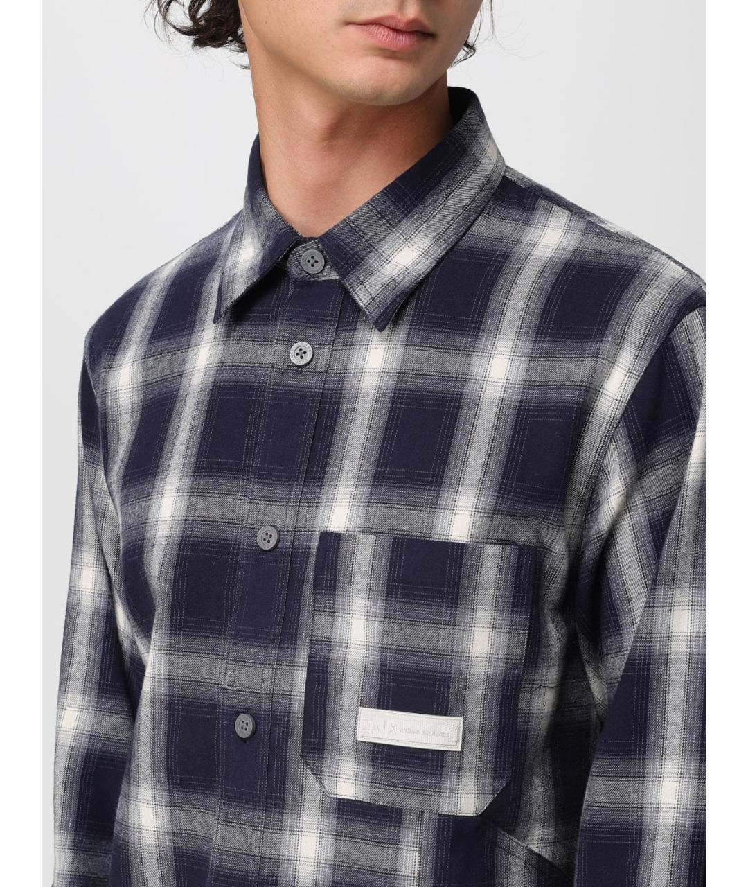 ARMANI EXCHANGE Синяя хлопковая кэжуал рубашка, фото 3