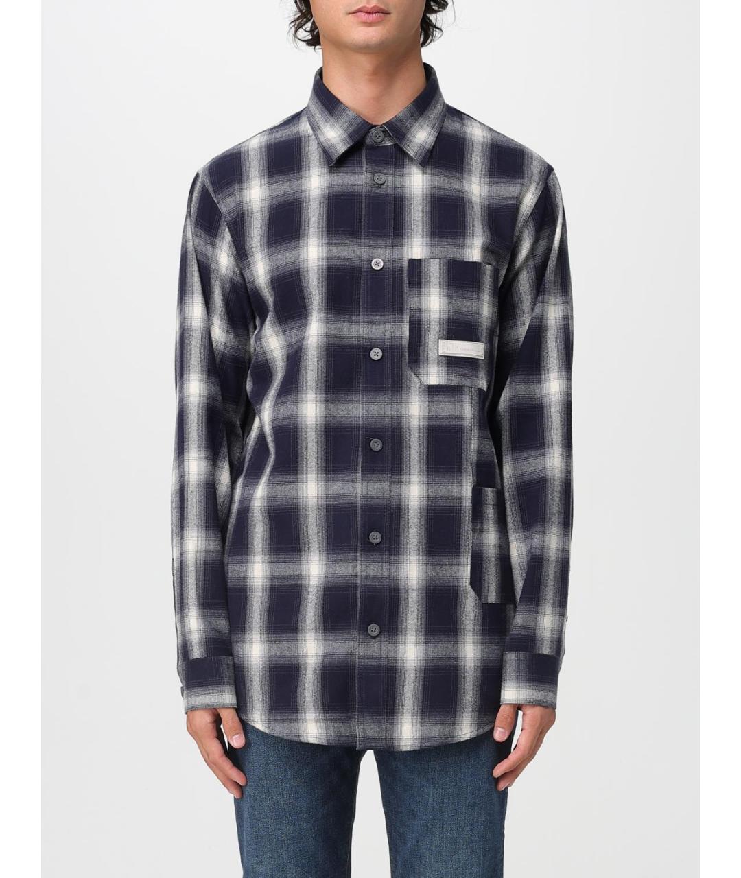 ARMANI EXCHANGE Синяя хлопковая кэжуал рубашка, фото 4