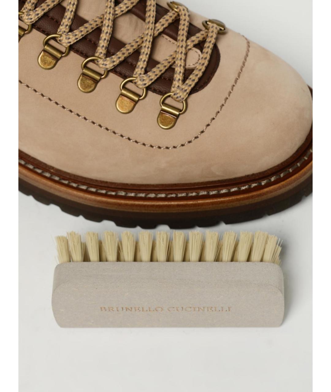 BRUNELLO CUCINELLI Бежевые кожаные низкие ботинки, фото 4