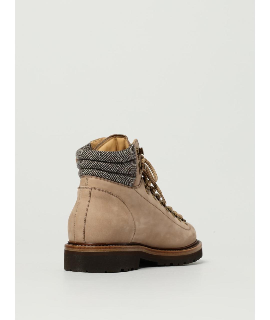 BRUNELLO CUCINELLI Бежевые кожаные низкие ботинки, фото 3