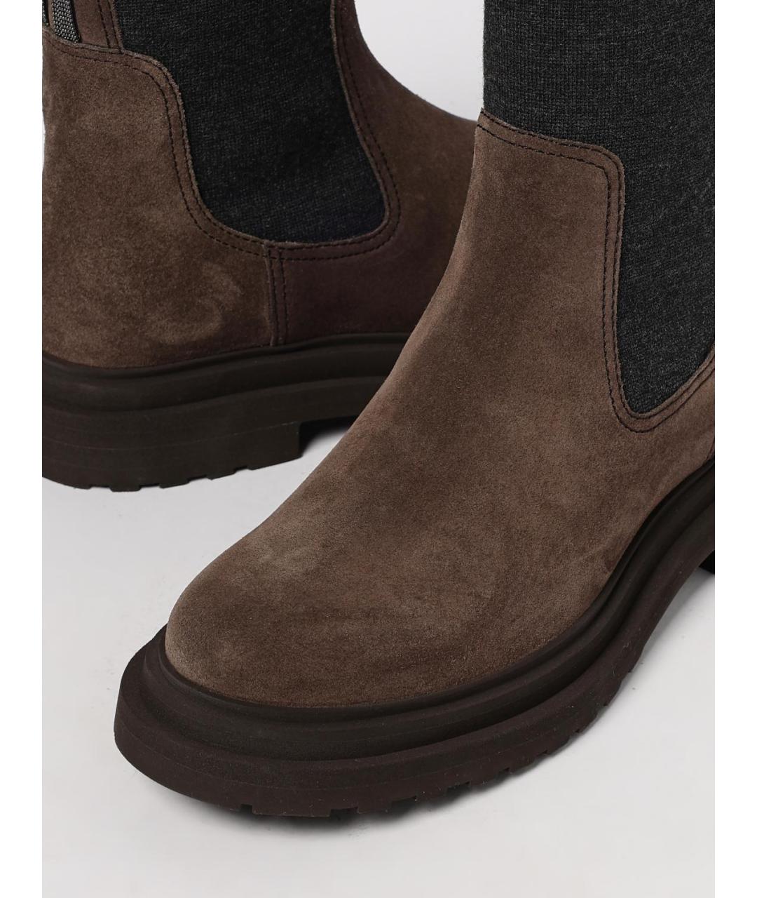 BRUNELLO CUCINELLI Коричневые замшевые ботинки, фото 4