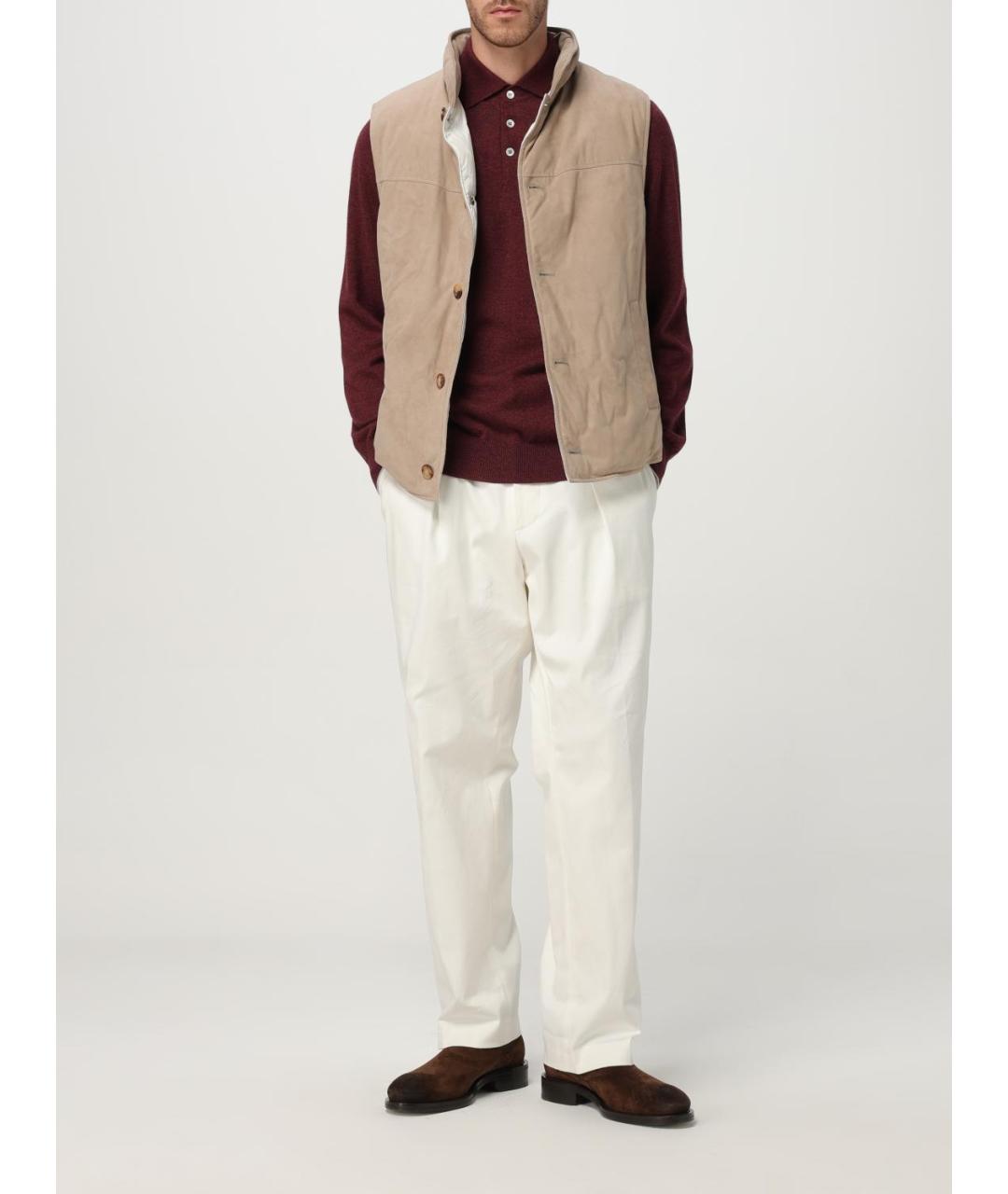 BRUNELLO CUCINELLI Бордовое поло с длинным рукавом, фото 2