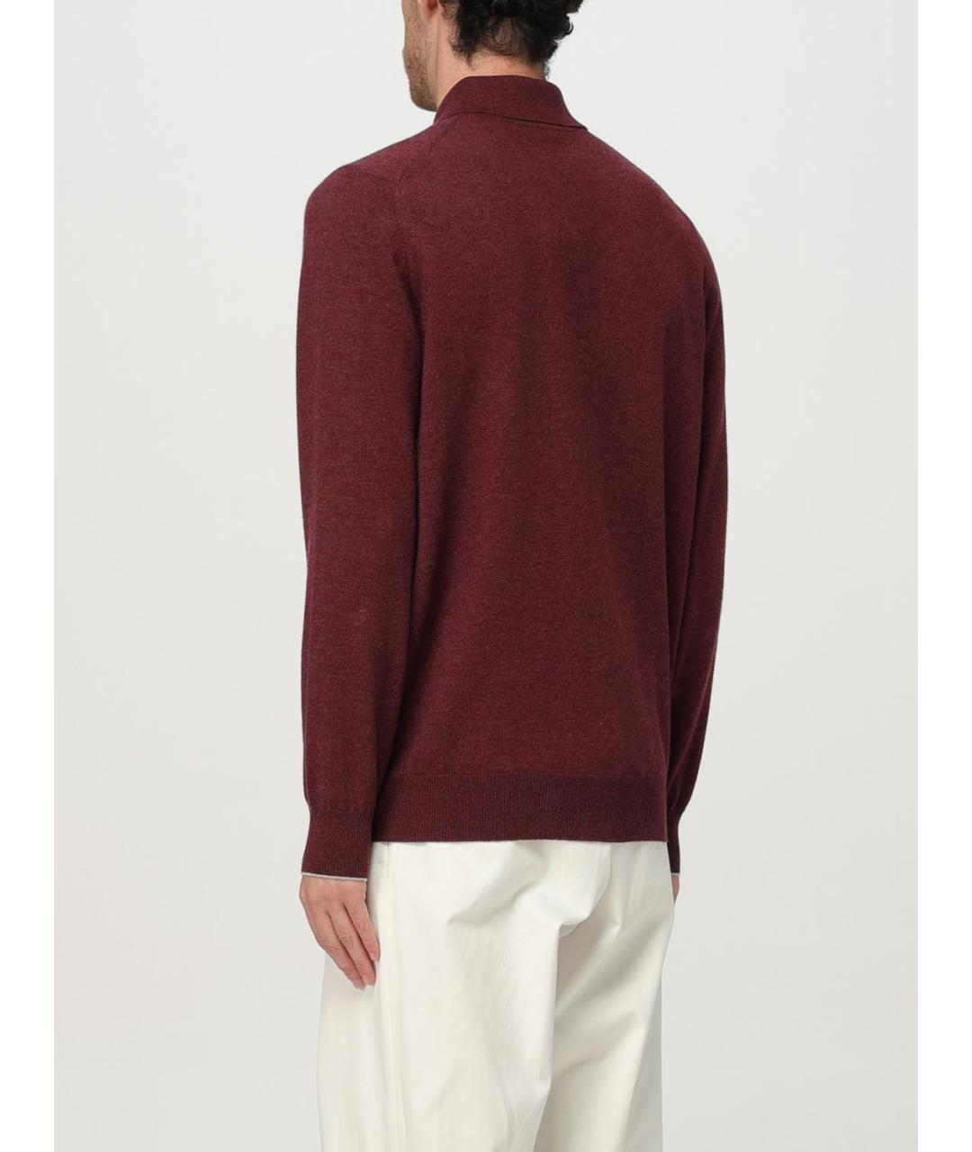 BRUNELLO CUCINELLI Бордовое поло с длинным рукавом, фото 3