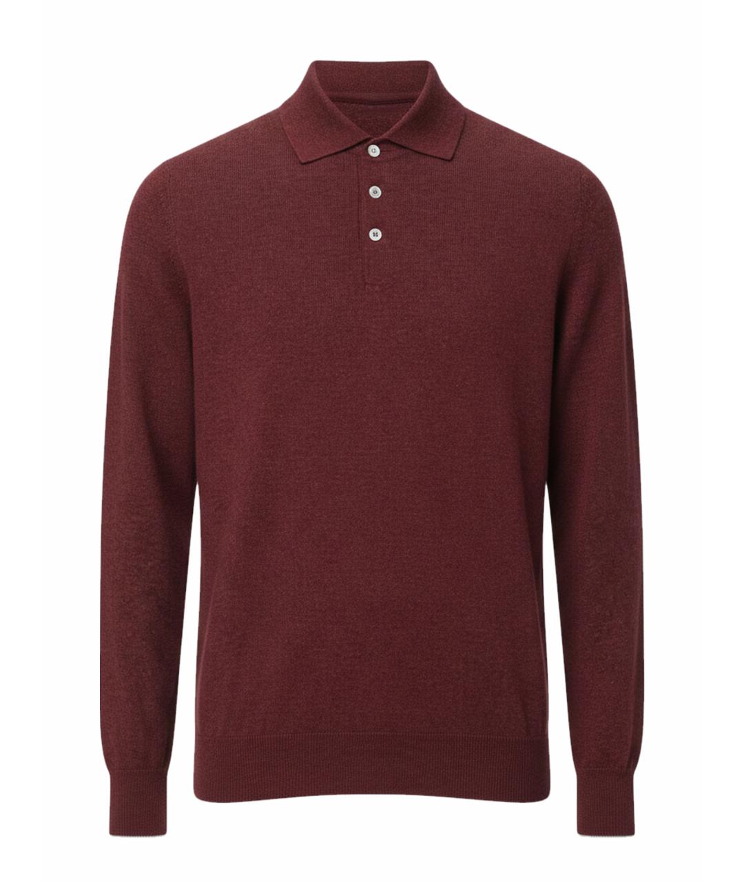 BRUNELLO CUCINELLI Бордовое поло с длинным рукавом, фото 1