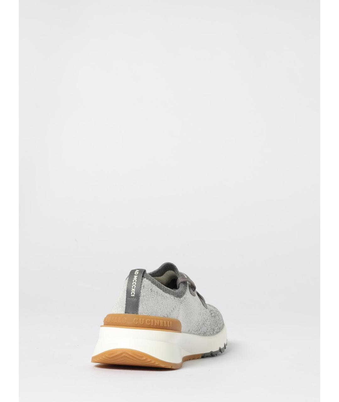 BRUNELLO CUCINELLI Серые текстильные низкие кроссовки / кеды, фото 3