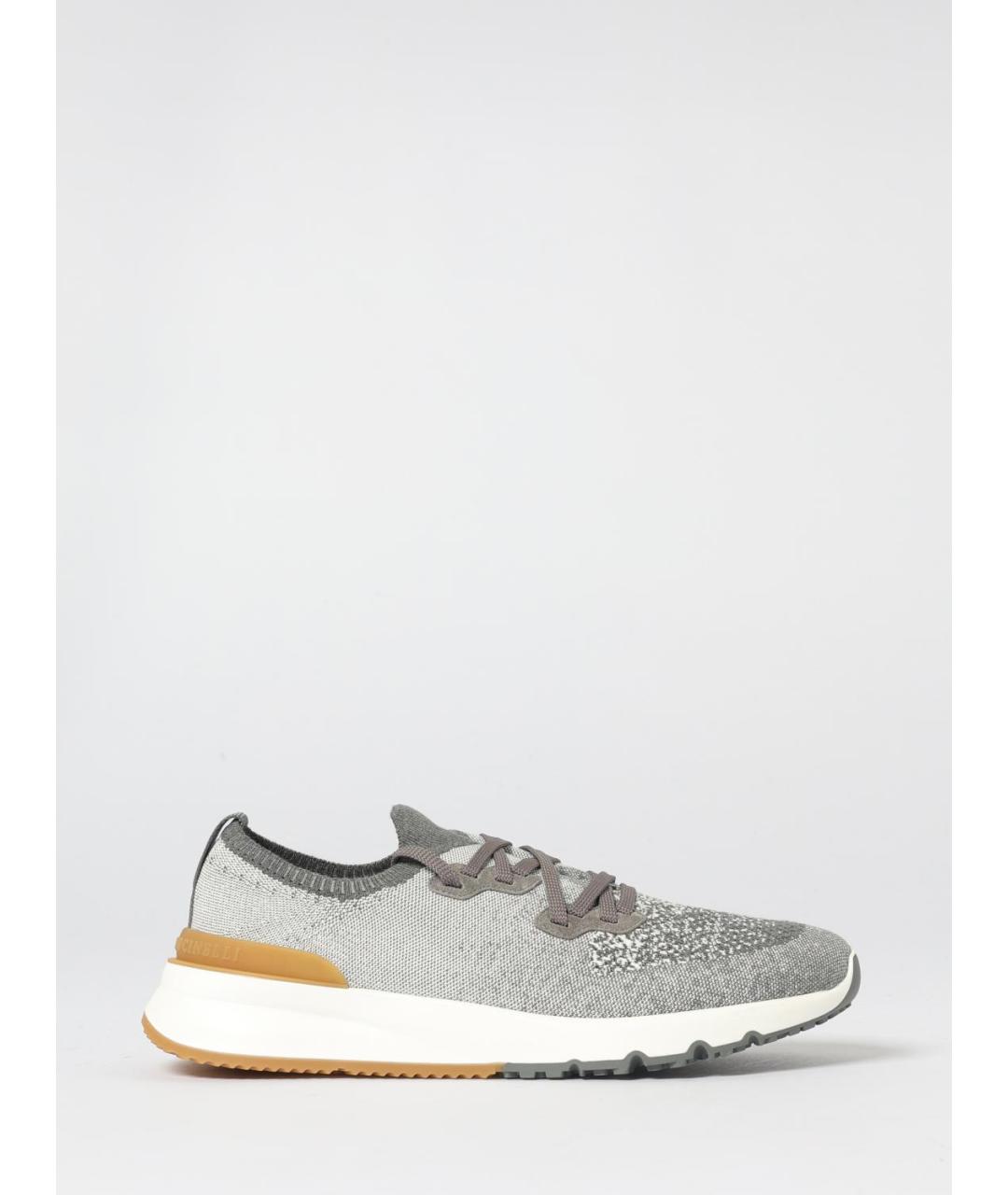 BRUNELLO CUCINELLI Серые текстильные низкие кроссовки / кеды, фото 5