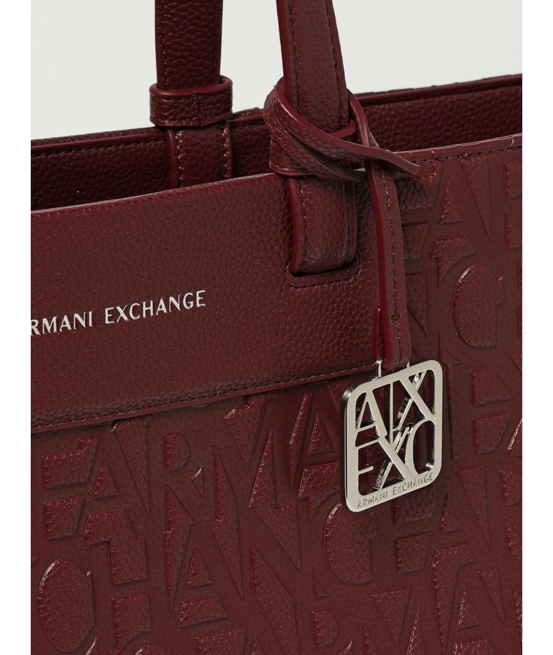 ARMANI EXCHANGE Бордовая сумка тоут из искусственной кожи, фото 3