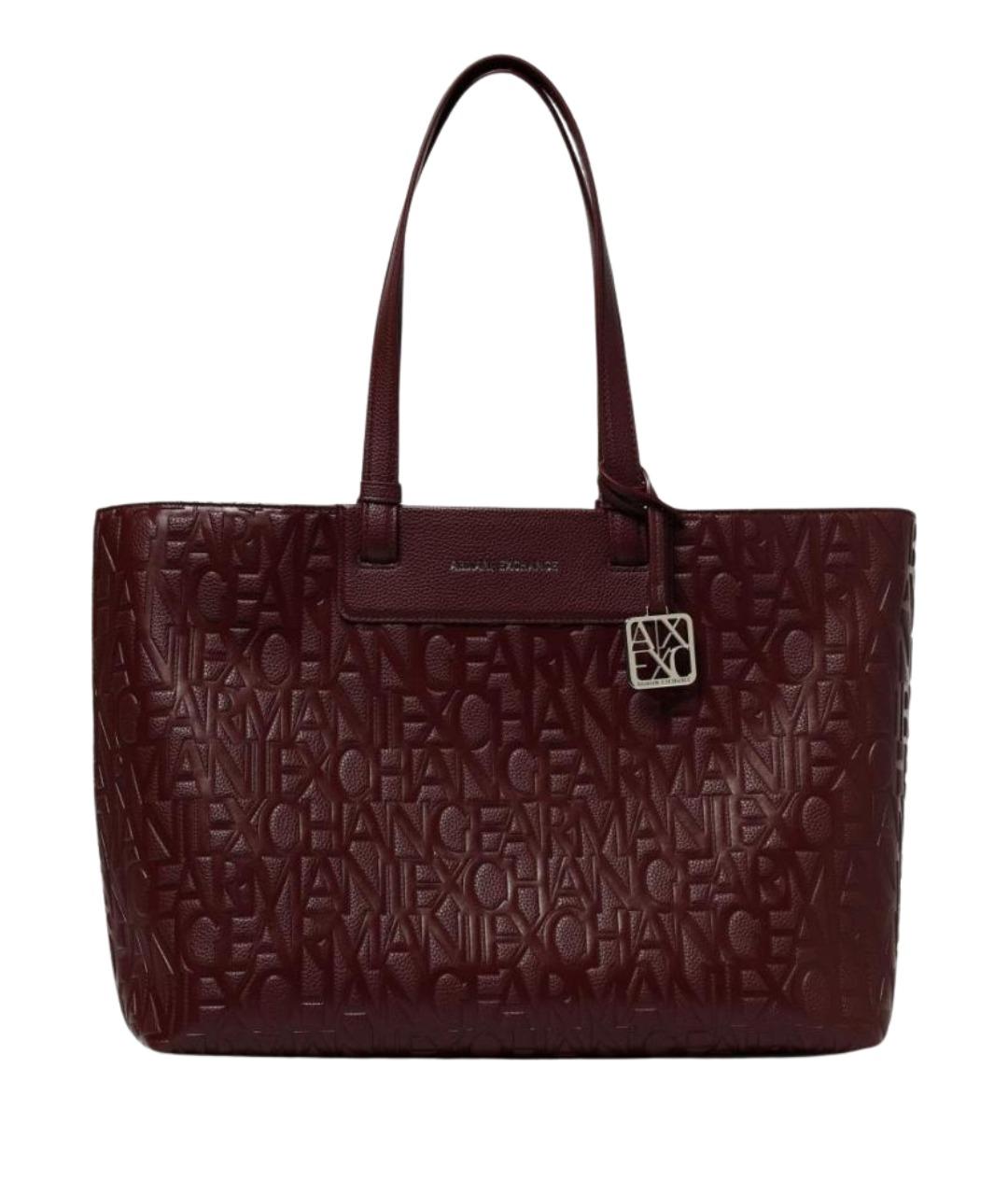 ARMANI EXCHANGE Бордовая сумка тоут из искусственной кожи, фото 1