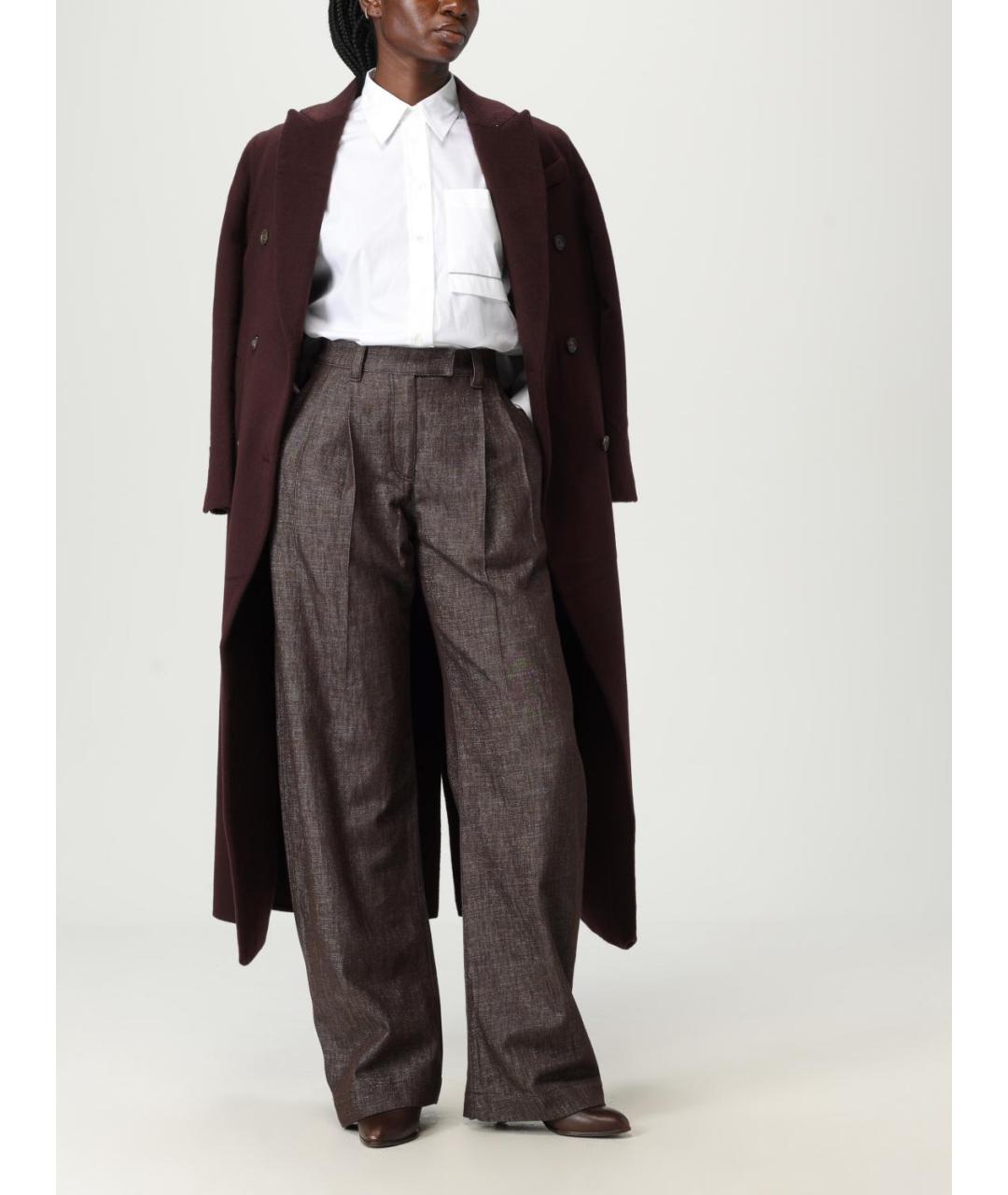 BRUNELLO CUCINELLI Коричневые хлопковые прямые брюки, фото 2