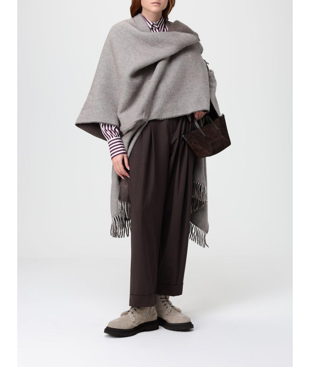 BRUNELLO CUCINELLI Коричневая замшевая сумка тоут, фото 2