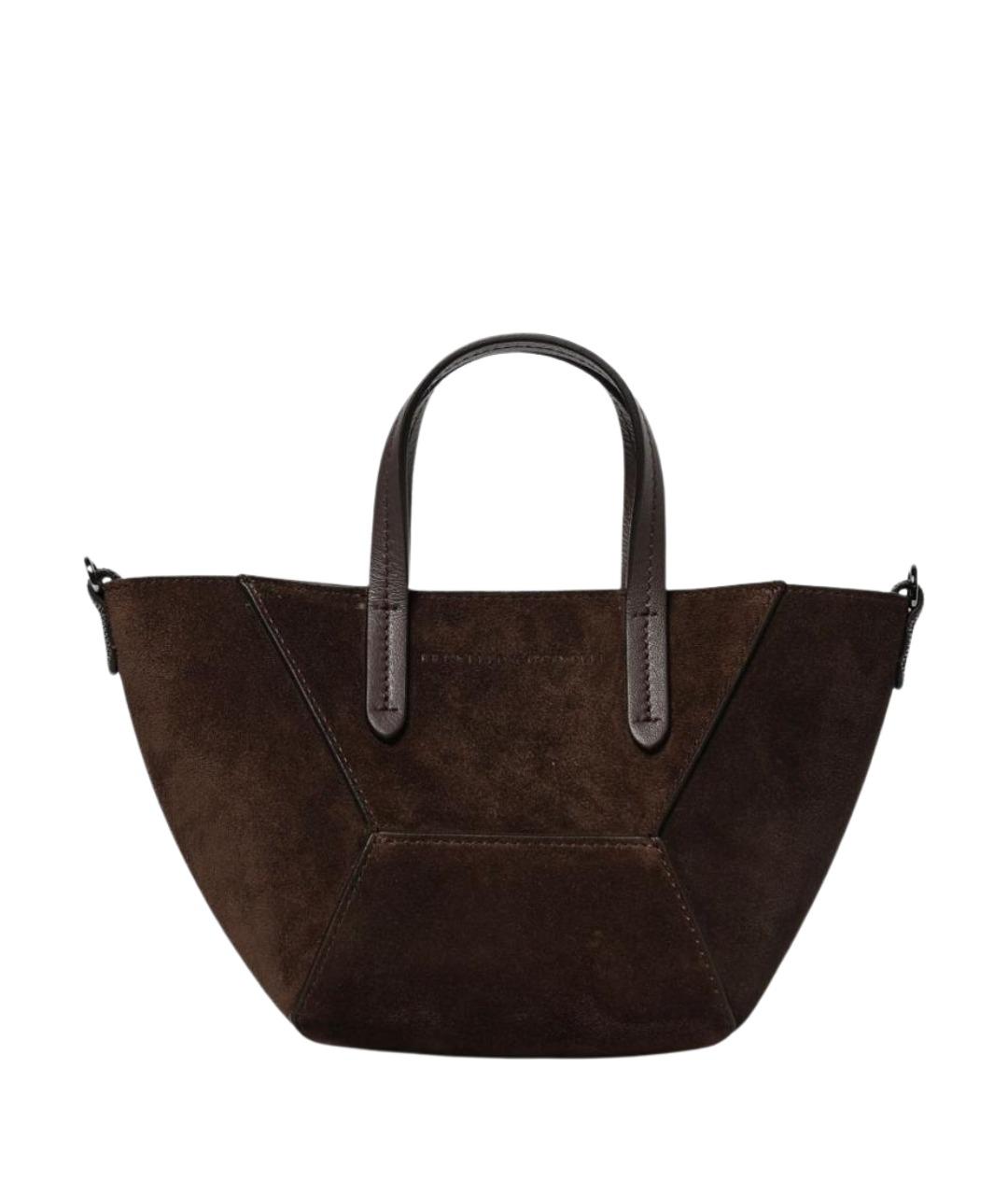 BRUNELLO CUCINELLI Коричневая замшевая сумка тоут, фото 1